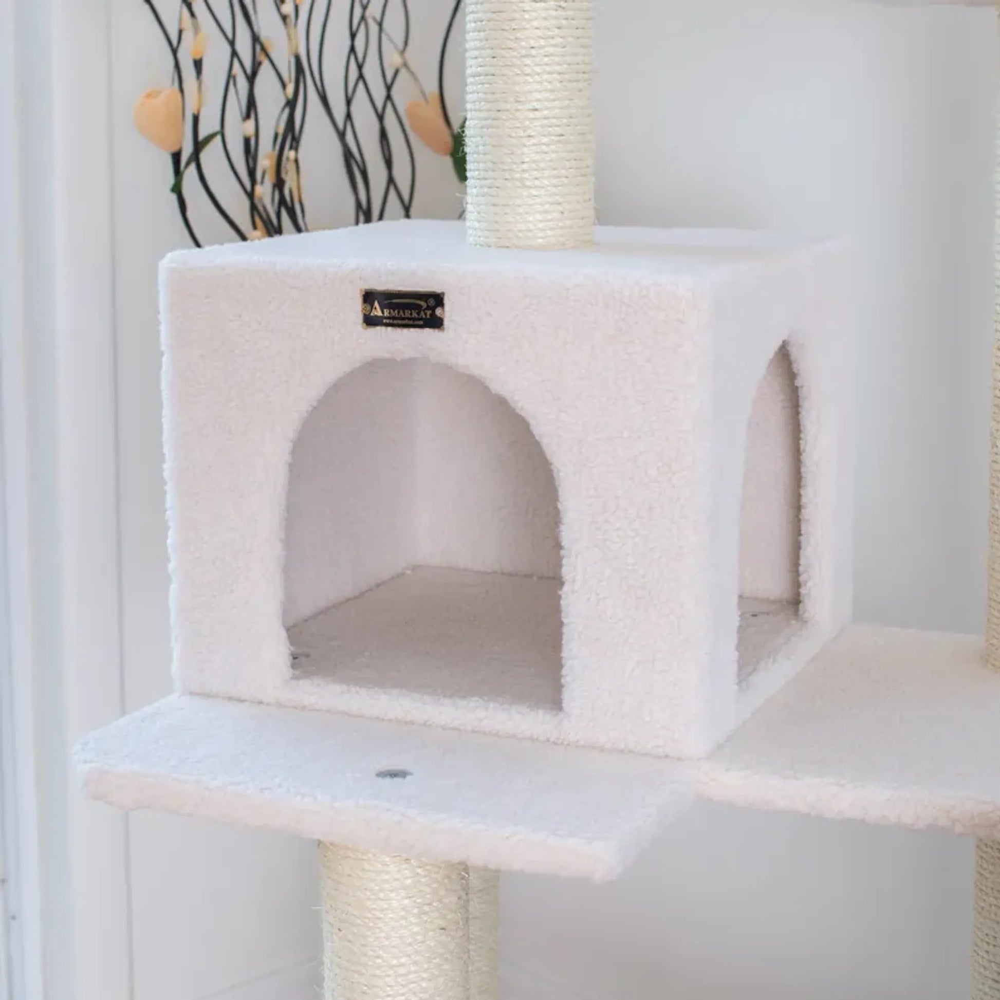 Armarkat Ivory 57" High Cat tree, Fleece Covered Cat Climber - Your Pet Connection