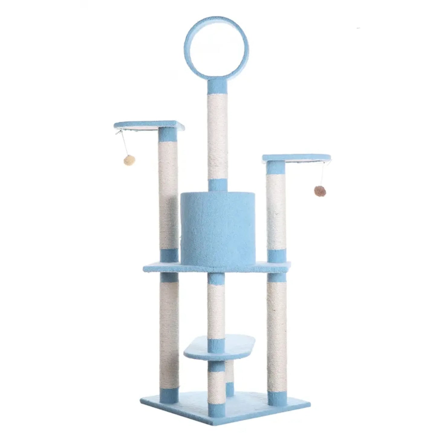 AeroMark Sky Blue Multi-Level Cat Tree 65-Inch