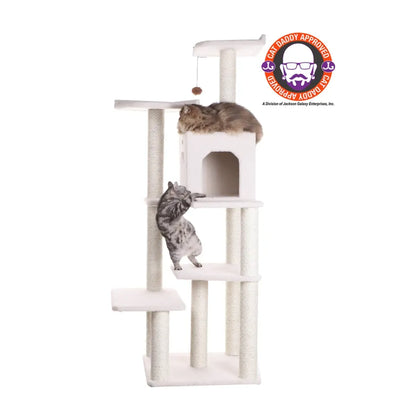 Real Wood B6802 Classic Cat Tree In Ivory 6 Levels Condo - Your Pet Connection