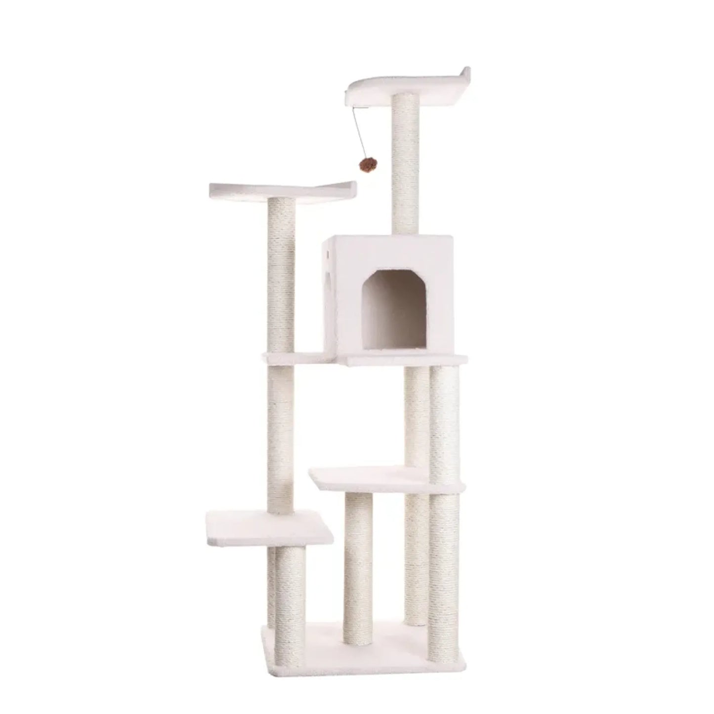 Real Wood B6802 Classic Cat Tree In Ivory 6 Levels Condo - Your Pet Connection
