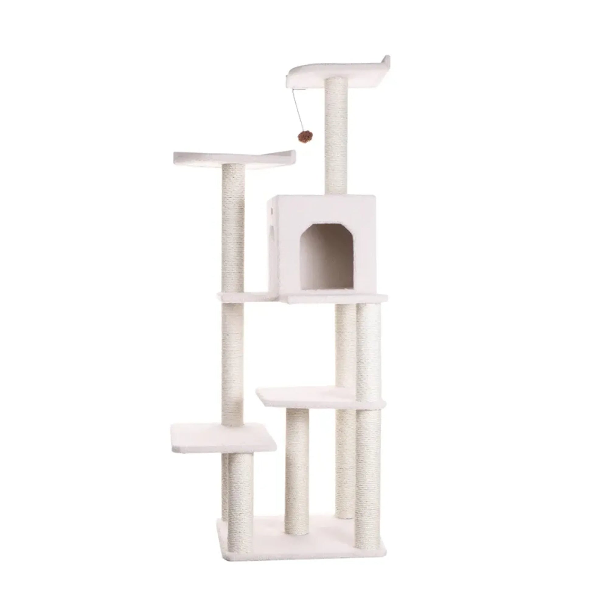 Real Wood B6802 Classic Cat Tree In Ivory 6 Levels Condo - Your Pet Connection