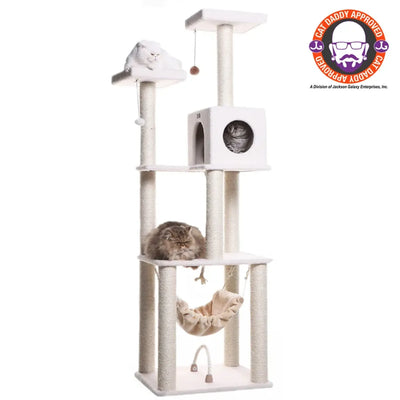 Real Wood B7301 Classic Ivory Cat Tree, 4 Levels With Rope - Your Pet Connection