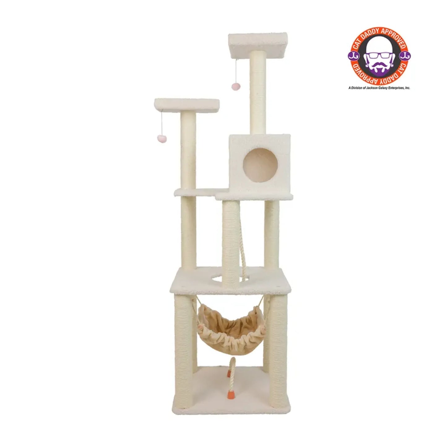 Real Wood B7301 Classic Ivory Cat Tree, 4 Levels With Rope - Your Pet Connection