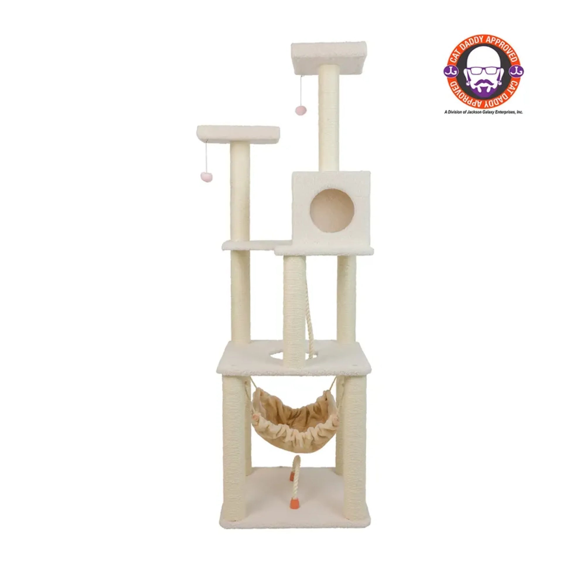 Real Wood B7301 Classic Ivory Cat Tree, 4 Levels With Rope - Your Pet Connection