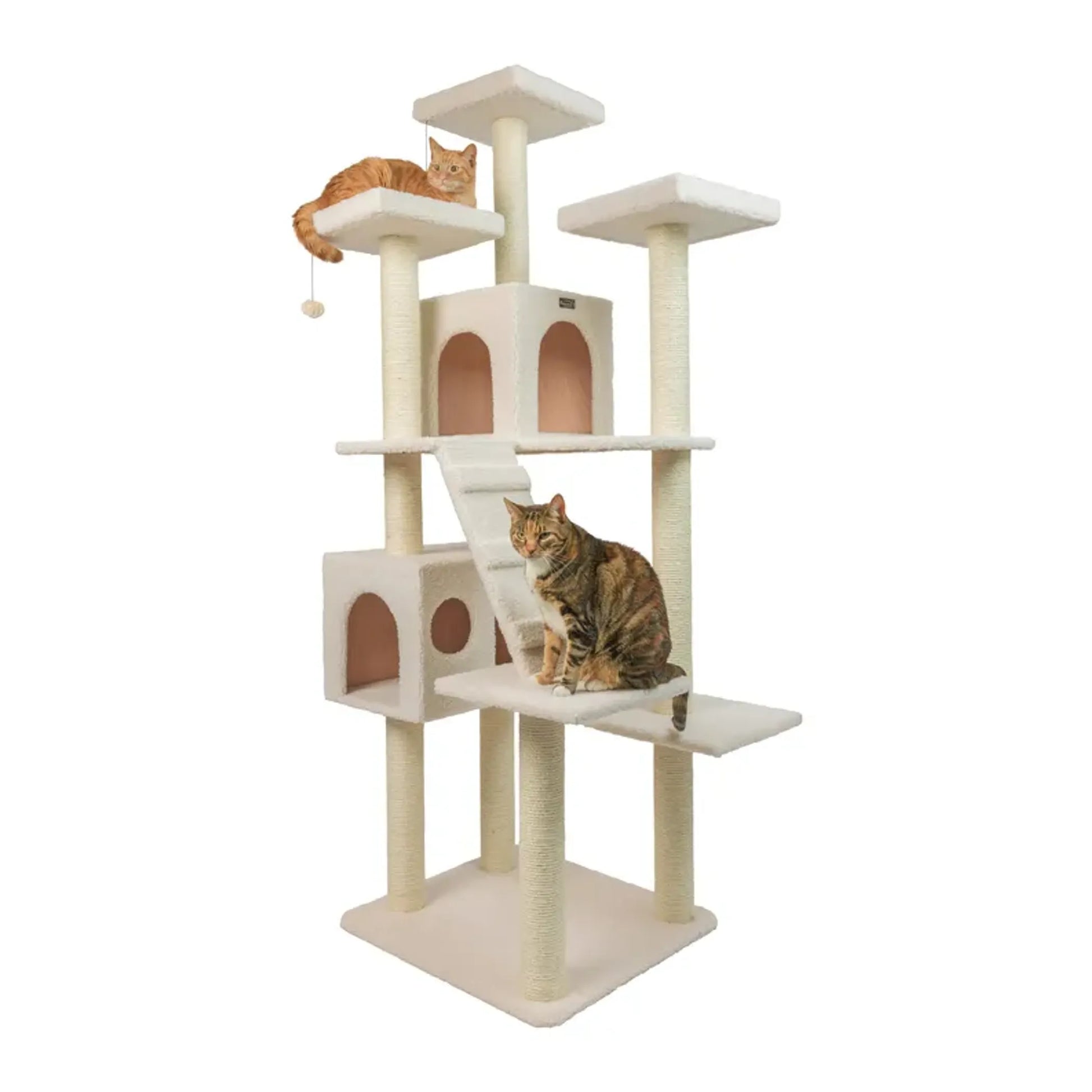Real Wood Classic Ivory Cat Tree Multi Levels Condos B7701 - Your Pet Connection