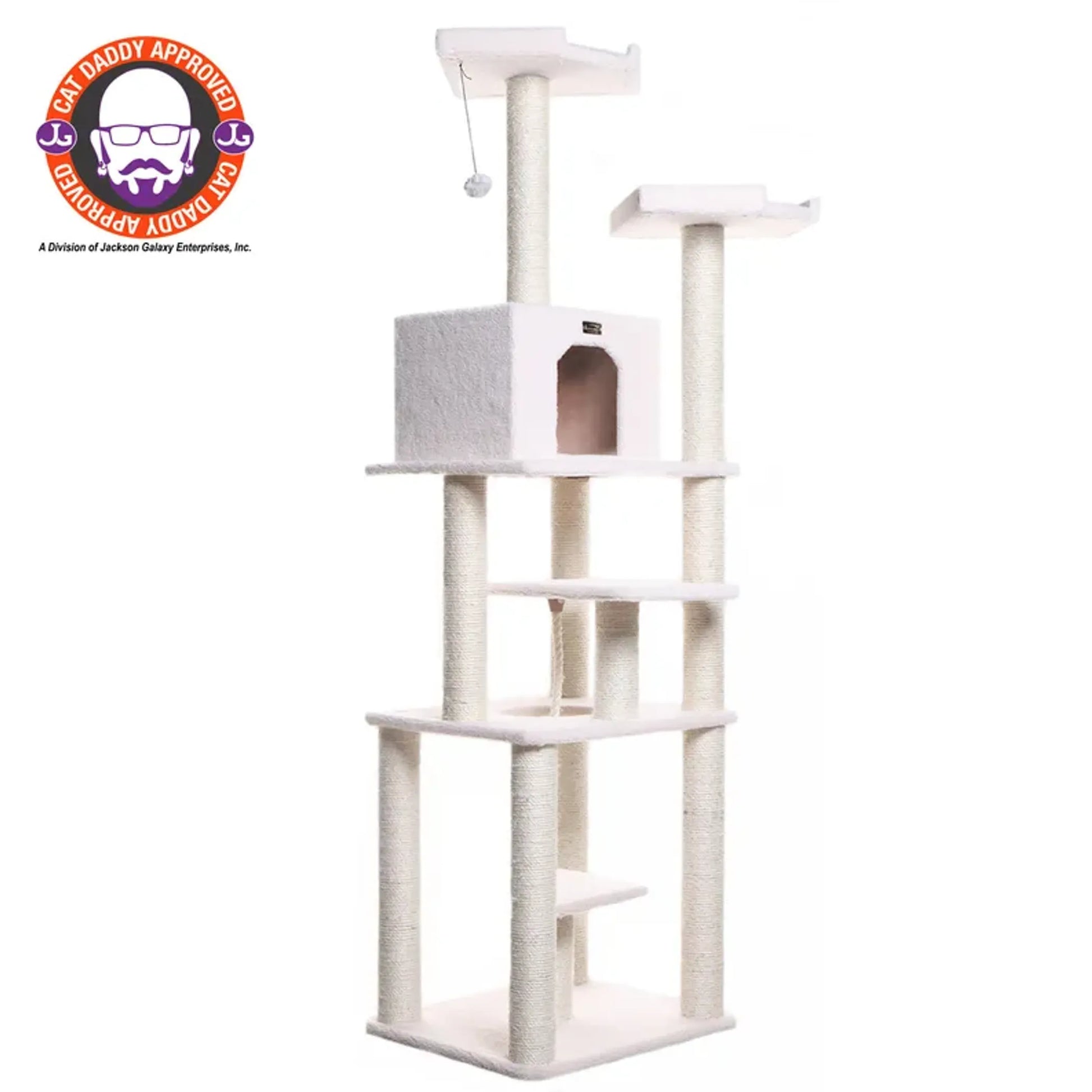 Real Wood B7801 Classic Cat Tree In Ivory 6 Levels Playhouse - Your Pet Connection