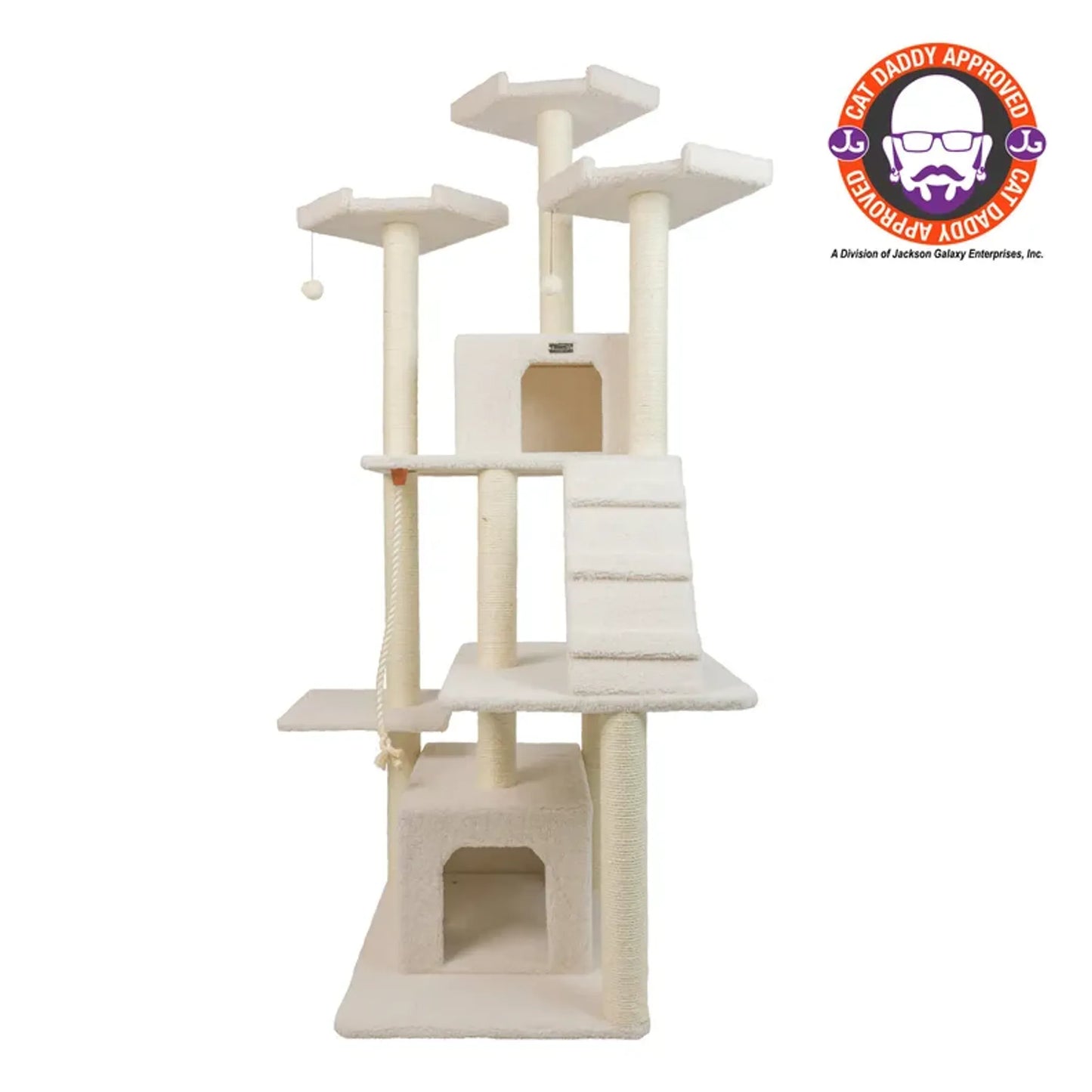 Real Wood B8201 Classic  Ivory Cat Tree Multi Levels W Ramp - Your Pet Connection