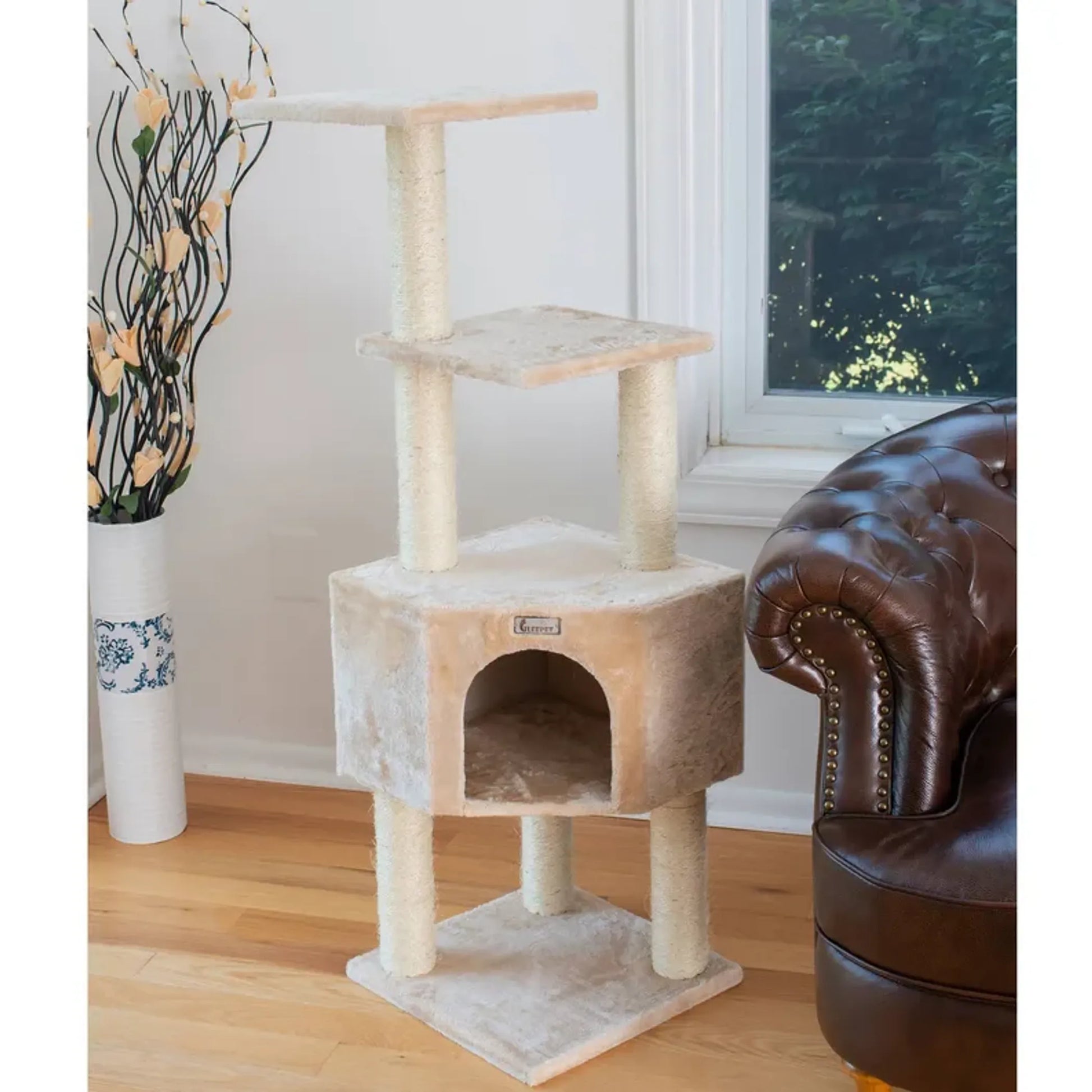 GleePet 48-Inch Cat Tree Real Wood Cat Perches Bge - Your Pet Connection