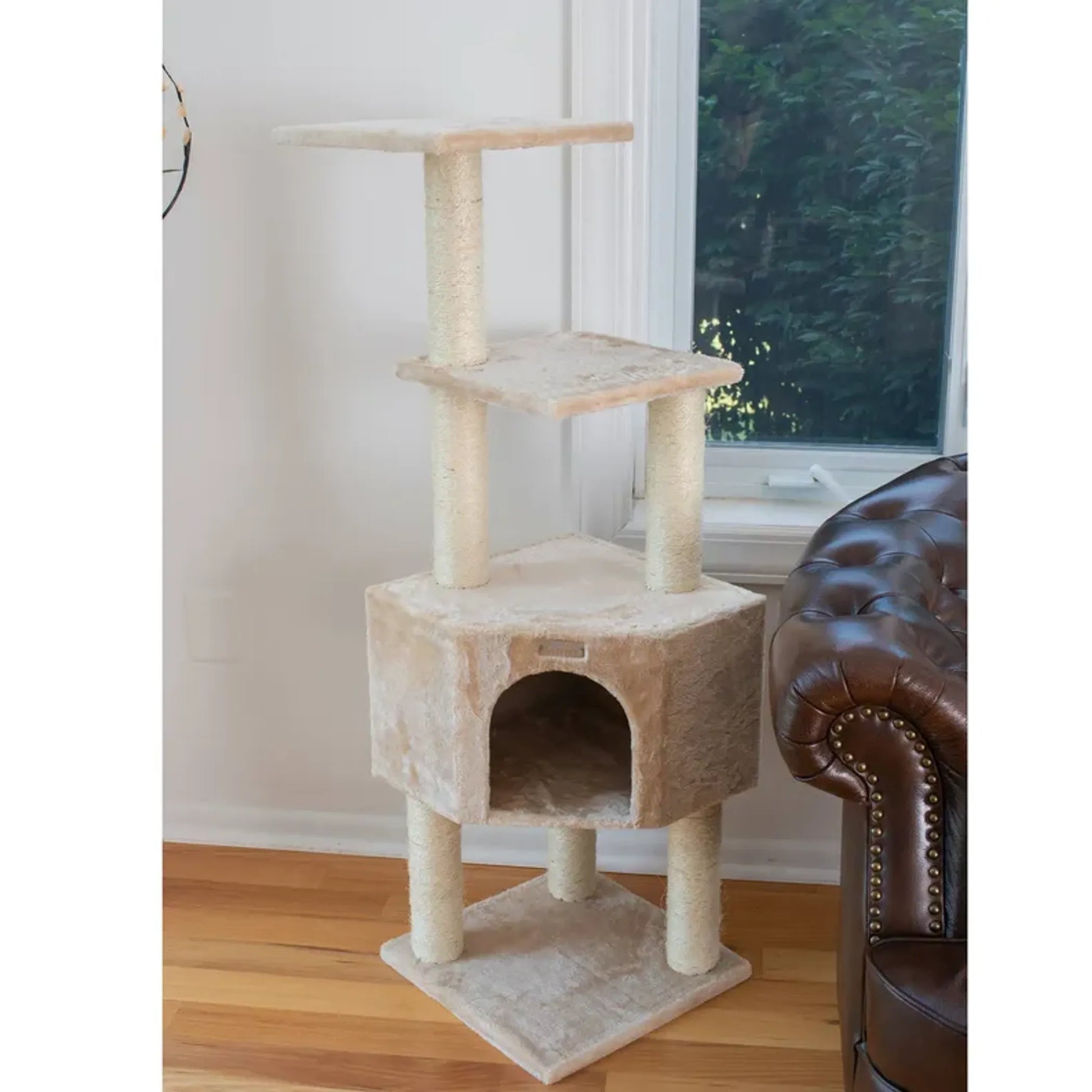 GleePet 48-Inch Cat Tree Real Wood Cat Perches Bge - Your Pet Connection