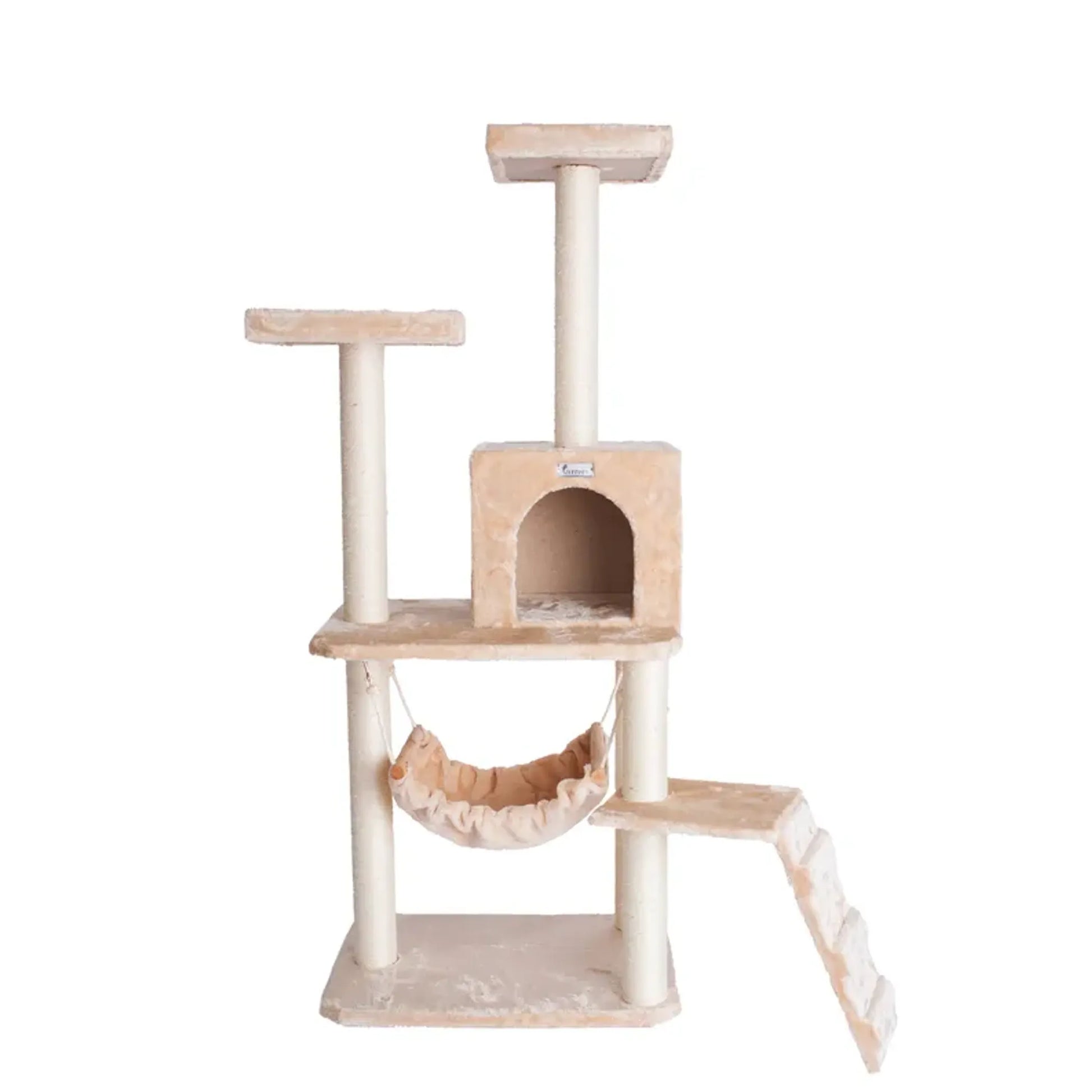 GleePet 57" H Cat Tree Beige Real Wood Cat Indoor House - Your Pet Connection