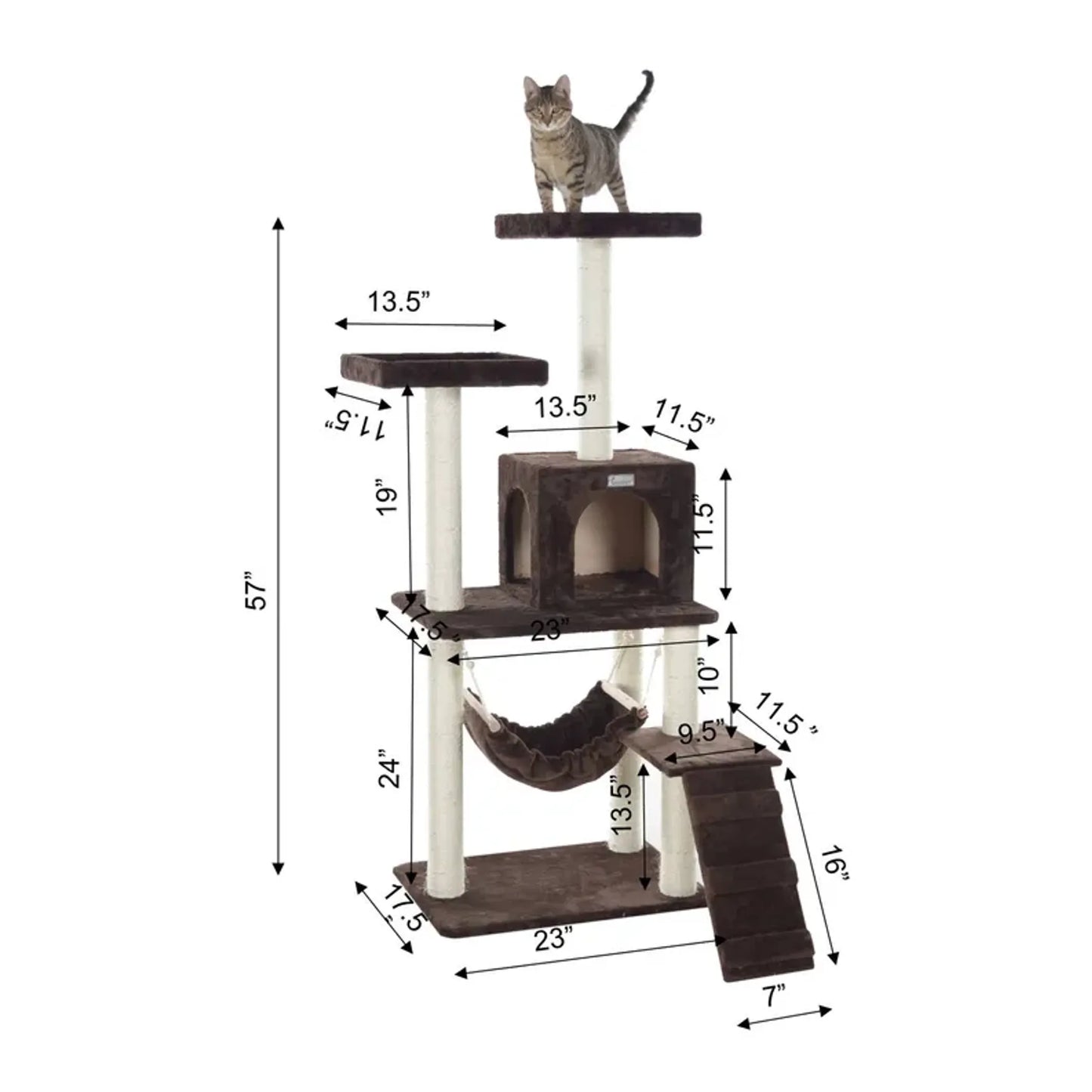 GleePet 57-Inch Cat Tree Real Wood Climber  With Four Levels - Your Pet Connection