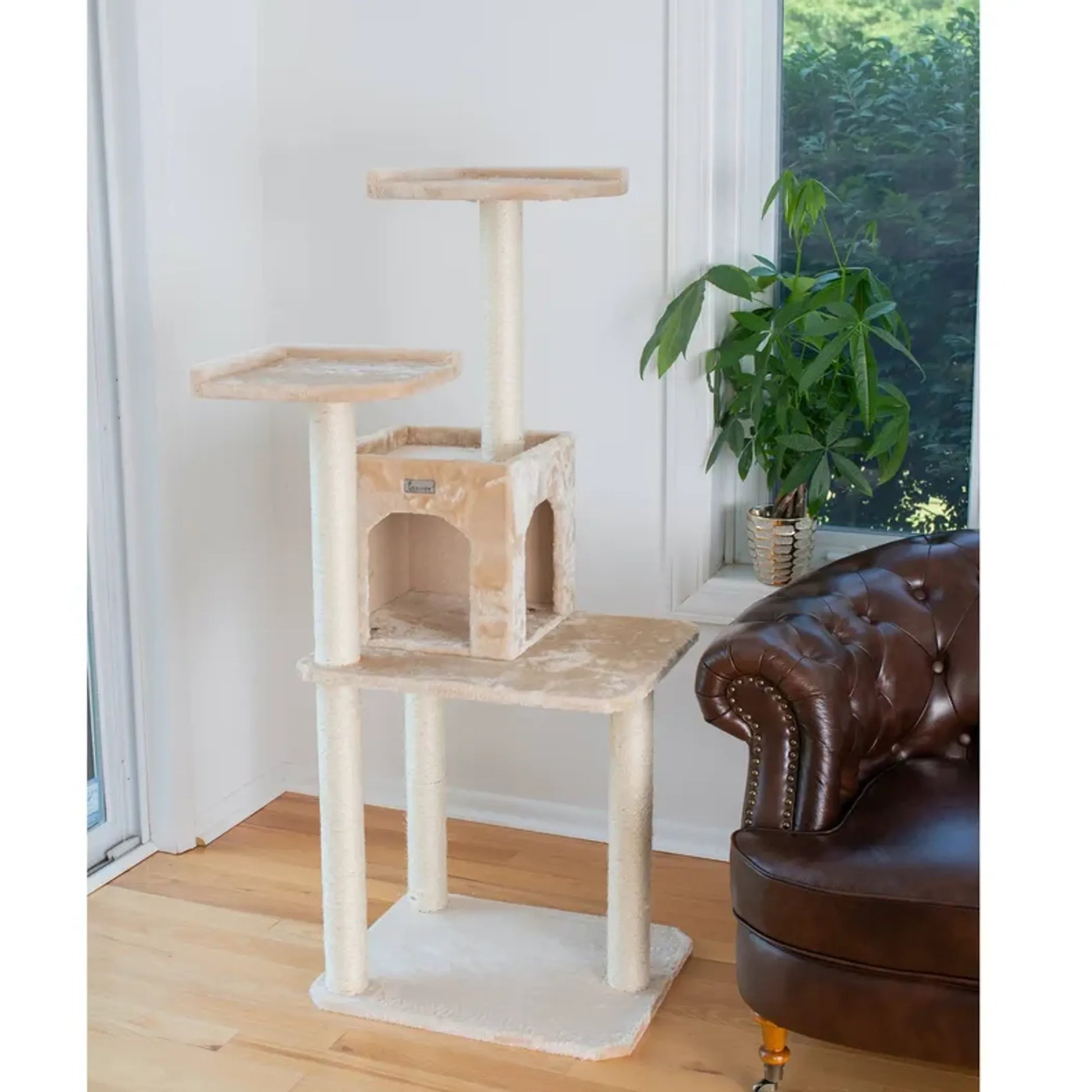 GleePet 57-Inch Height Cat Tree Two-Door Real Wood Condo Bge - Your Pet Connection