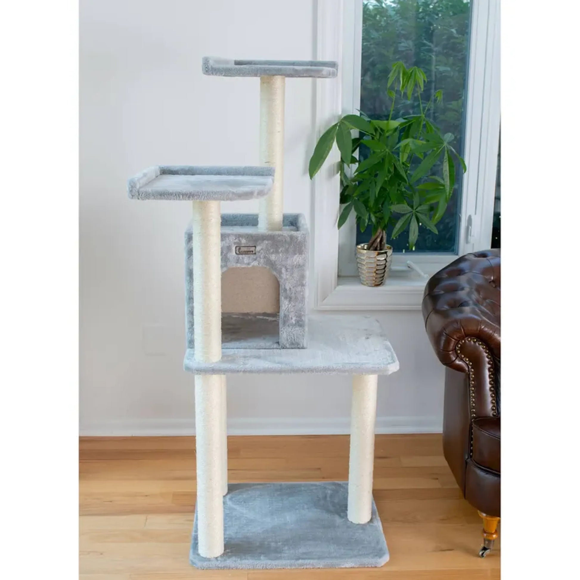 GleePet 57-Inch Cat Tree Two-Door Real Wood Condo Gray - Your Pet Connection