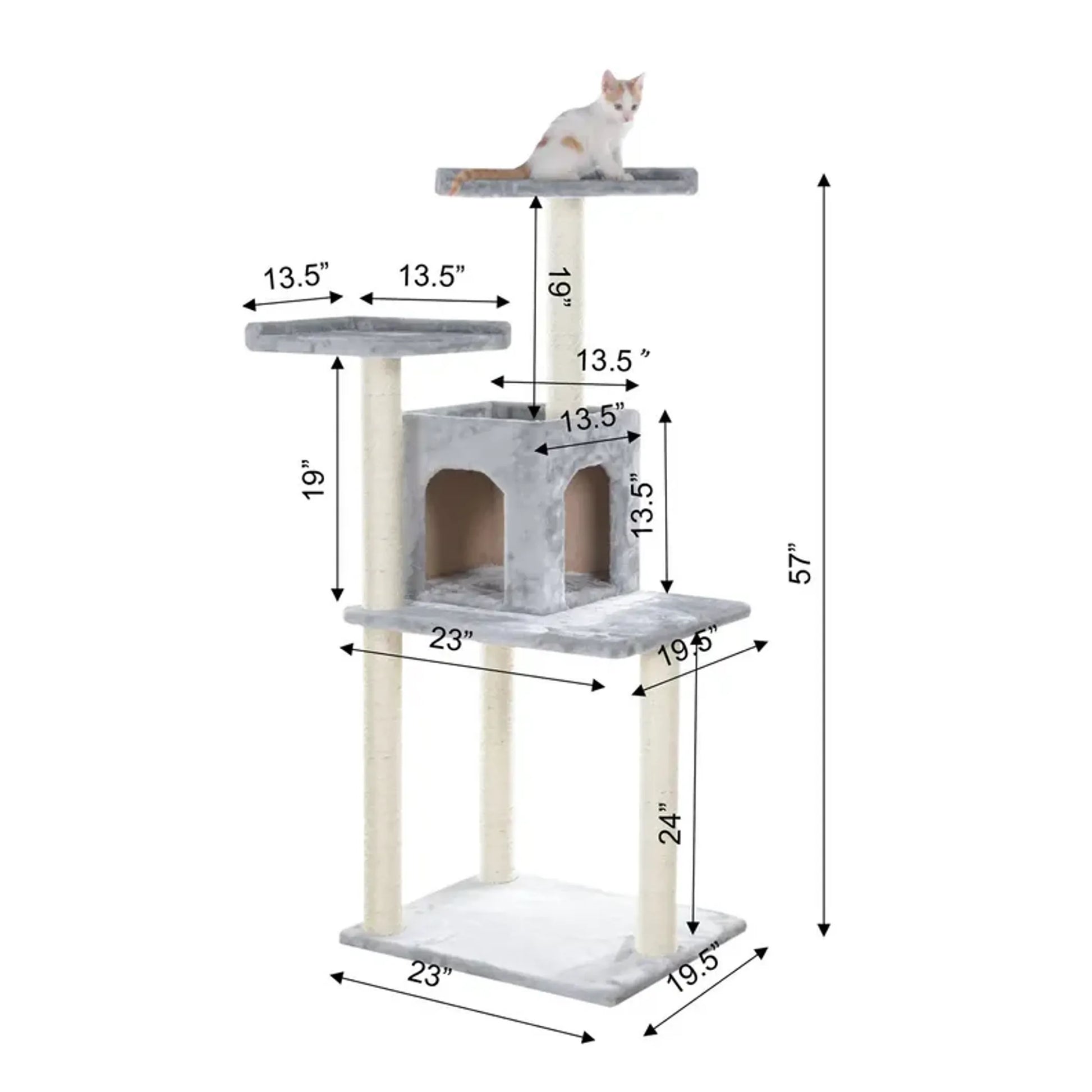 GleePet 57-Inch Cat Tree Two-Door Real Wood Condo Gray - Your Pet Connection