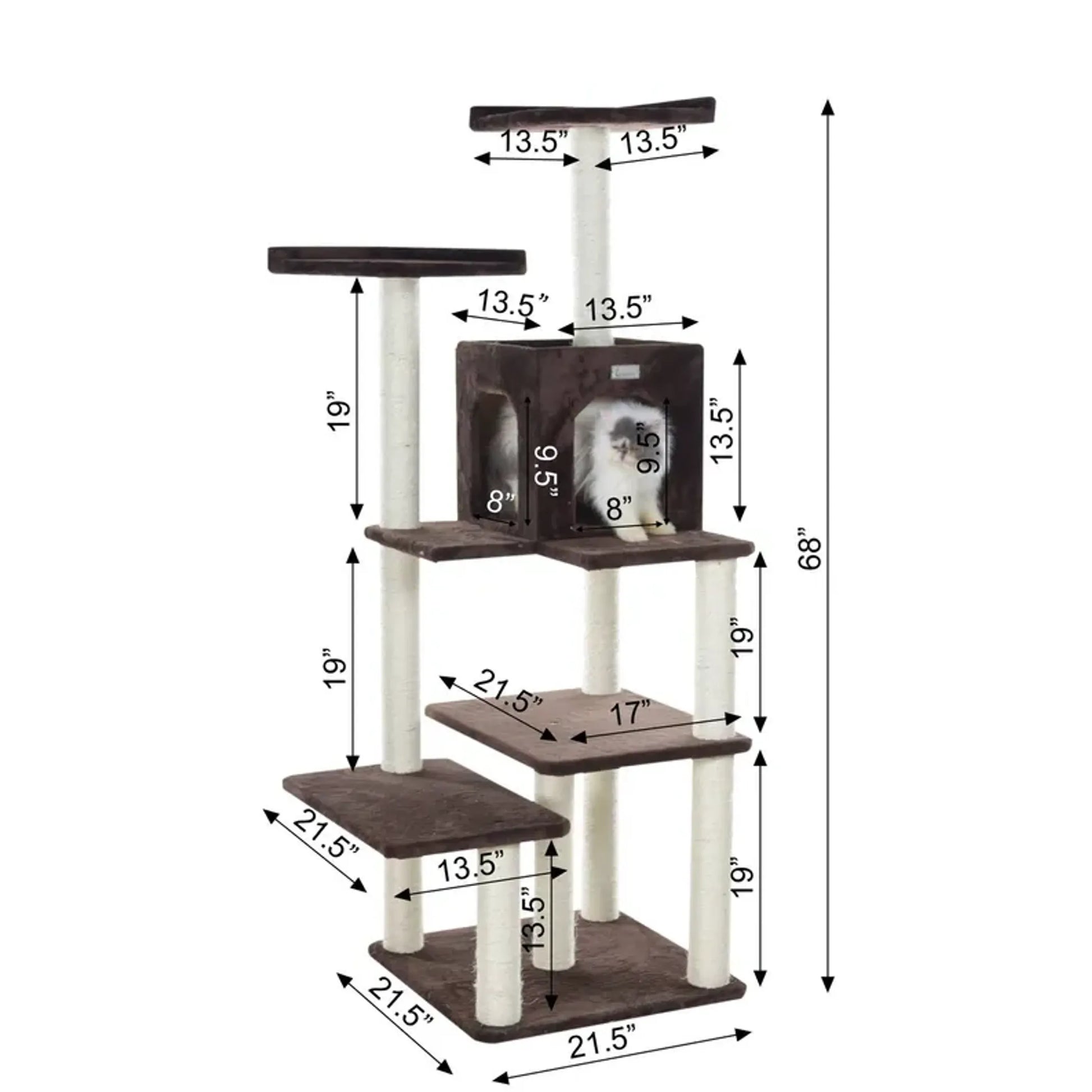 GleePet 66-Inch Cat Tree Real Wood Cat Climber W 4 Levels - Your Pet Connection