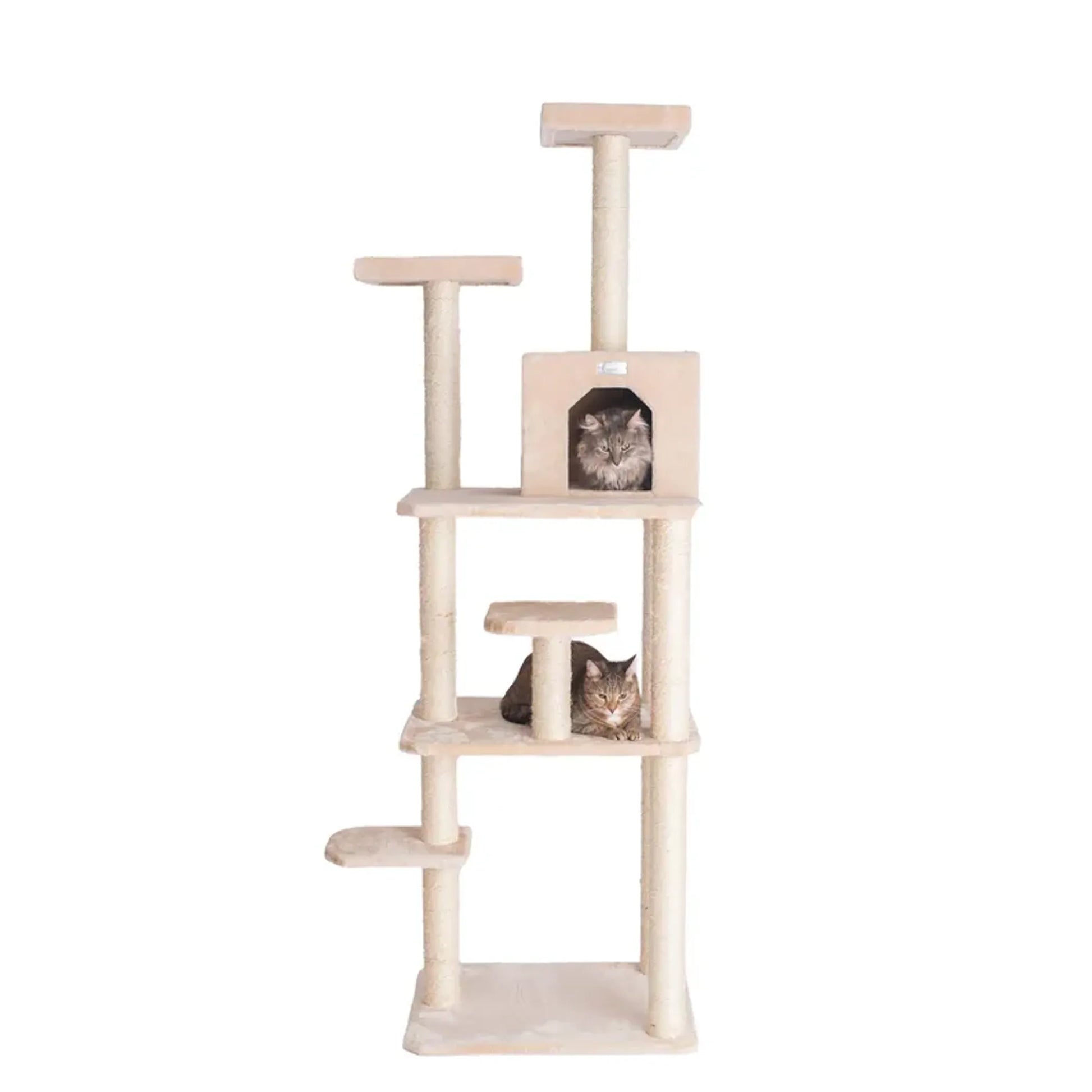 GleePet Real Wood 74-Inch Cat Tree With Seven Levels, Beige - Your Pet Connection