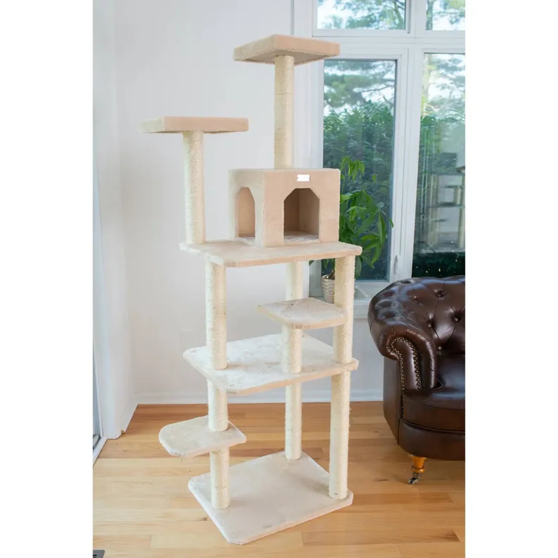 GleePet Real Wood 74-Inch Cat Tree With Seven Levels, Beige - Your Pet Connection