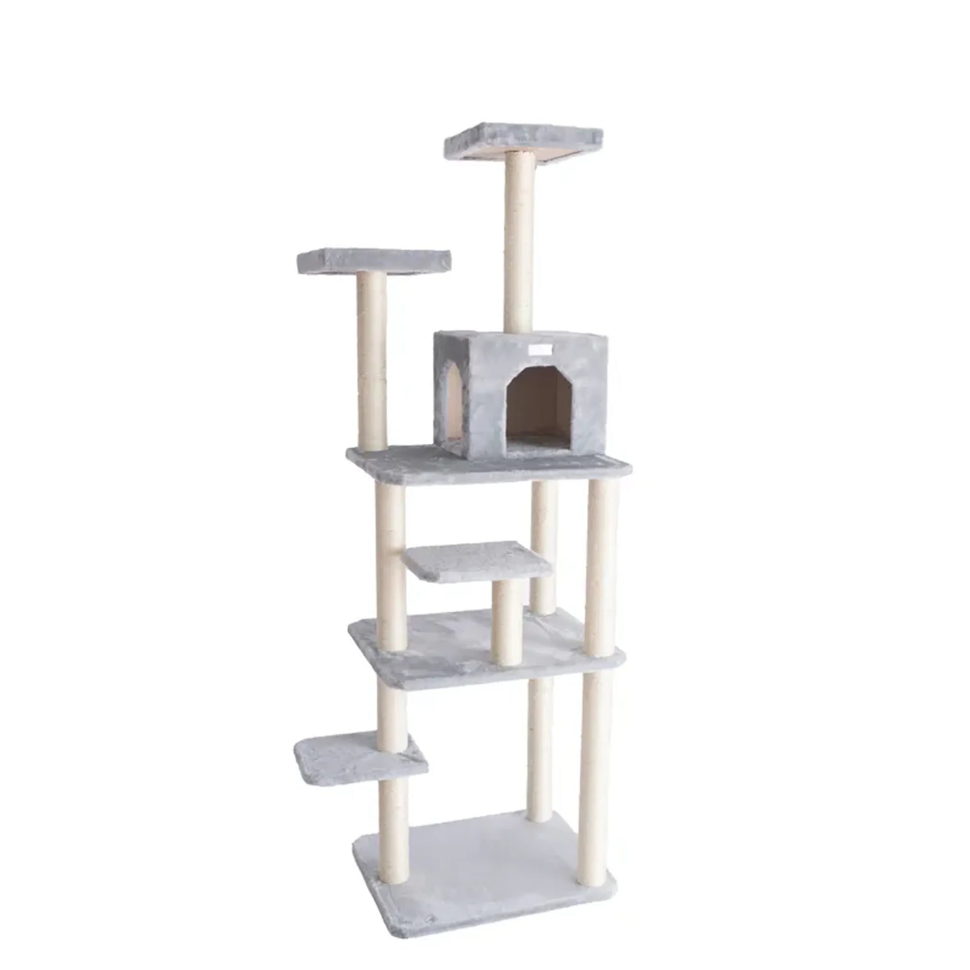 GleePet 74-Inch Real Wood Cat Tree W Seven Levels Gray - Your Pet Connection
