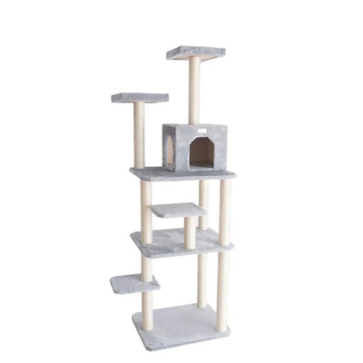 GleePet 74-Inch Real Wood Cat Tree W Seven Levels Gray - Your Pet Connection