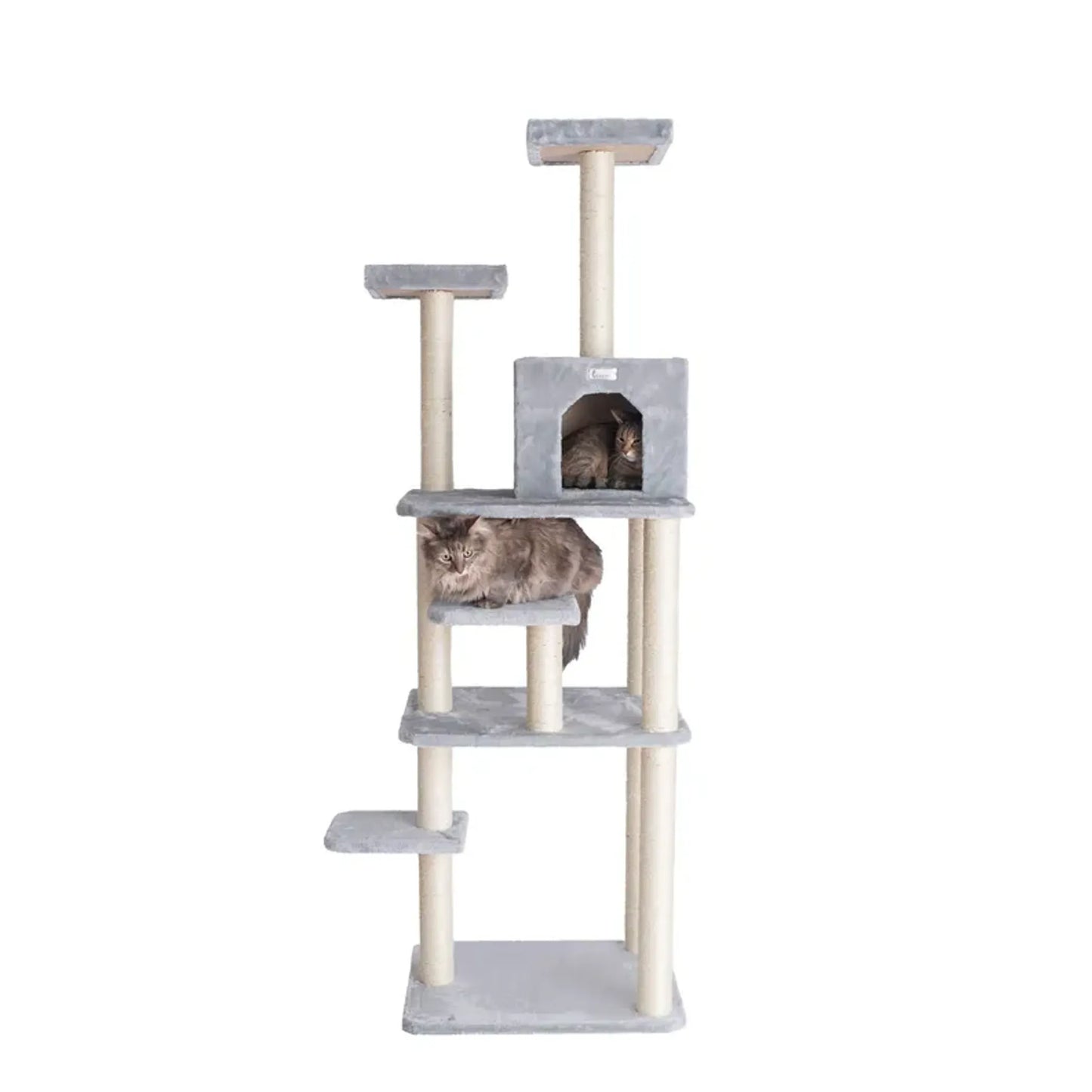GleePet 74-Inch Real Wood Cat Tree W Seven Levels Gray - Your Pet Connection