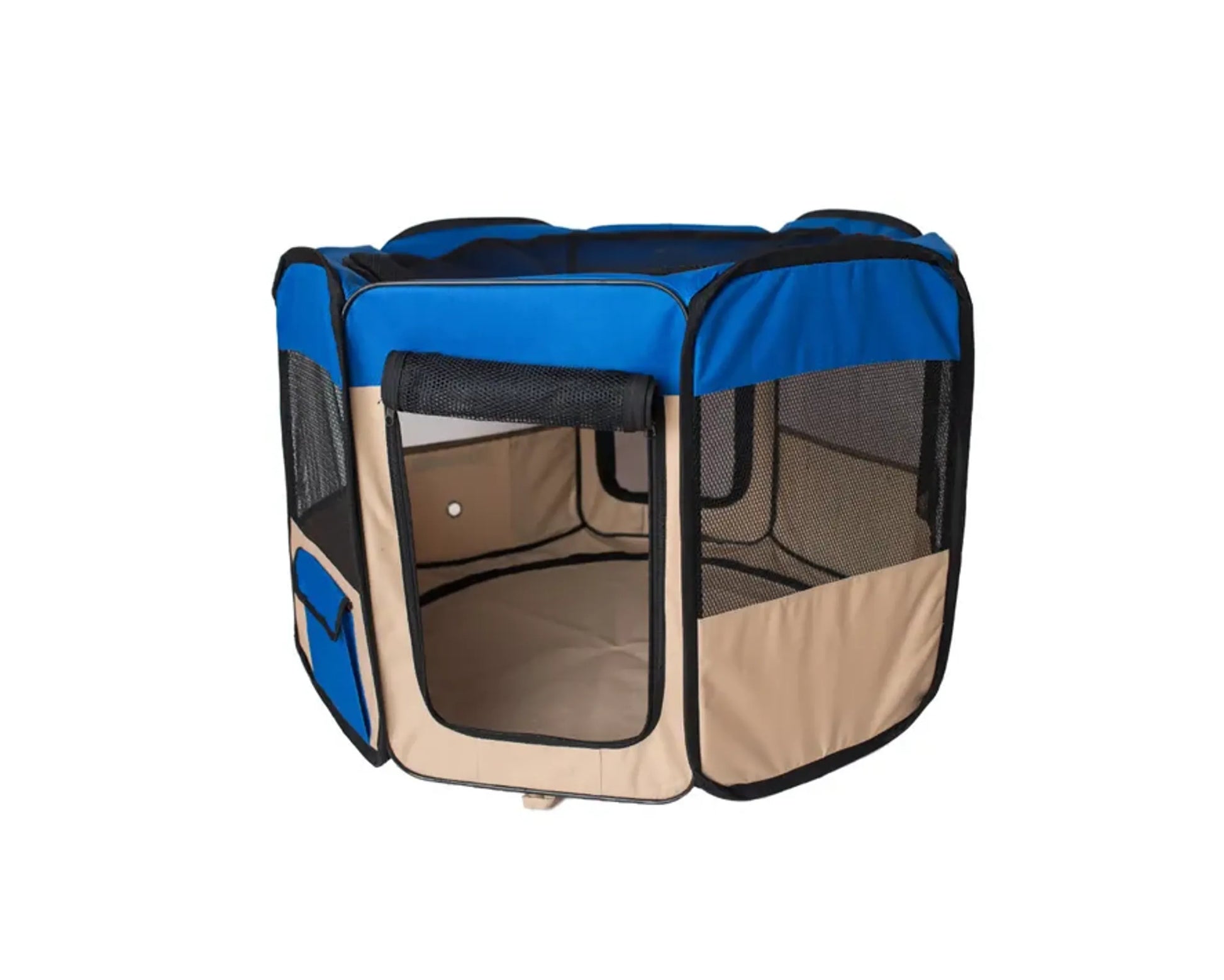 Armarkat Portable Pet Playpen In Blue and Beige Combo - Your Pet Connection