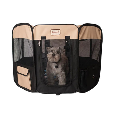 Armarkat PP003BGE-M Portable Pet Playpen In Bk and Bge Combo - Your Pet Connection