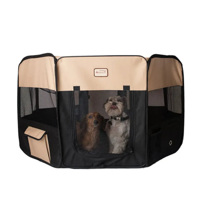 Armarkat PP003BGE-XL Portable Pet Playpen In Bk and Bge Comb - Your Pet Connection