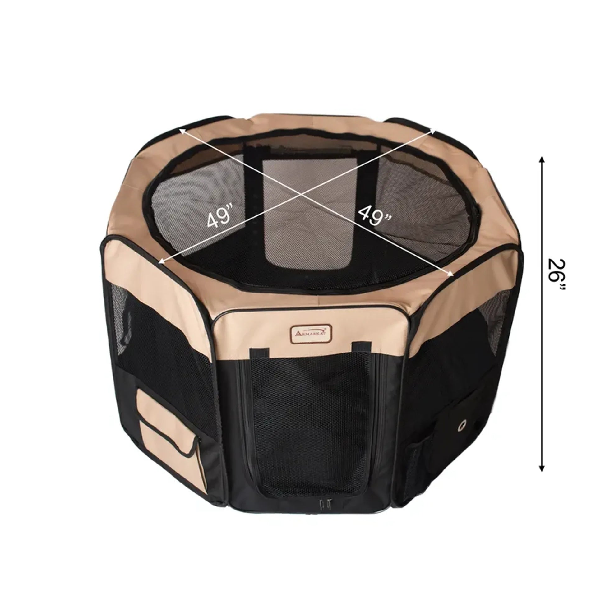 Armarkat PP003BGE-XL Portable Pet Playpen In Bk and Bge Comb - Your Pet Connection