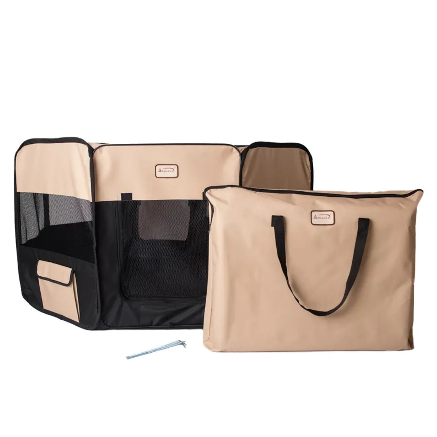 Armarkat PP003BGE-XL Portable Pet Playpen In Bk and Bge Comb - Your Pet Connection