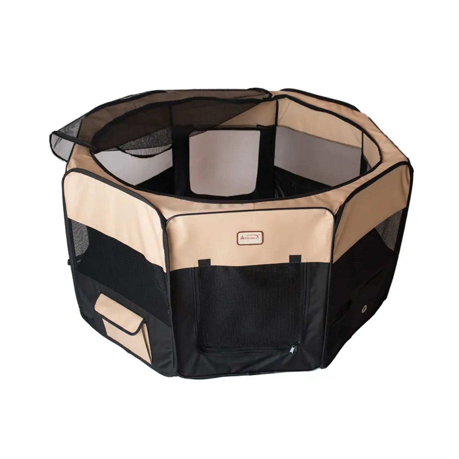 Armarkat PP003BGE-XL Portable Pet Playpen In Bk and Bge Comb - Your Pet Connection