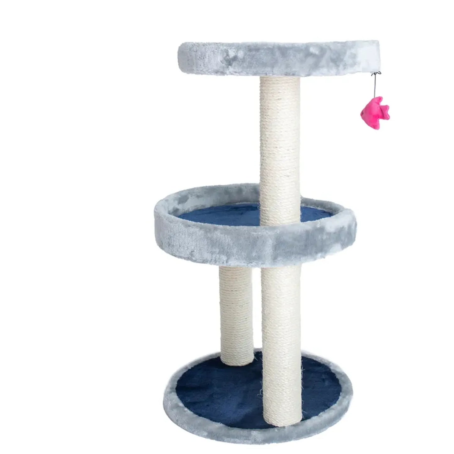 3 Level Real Wood Cat scratcher, x2905, Gray W Plush Perch - Your Pet Connection