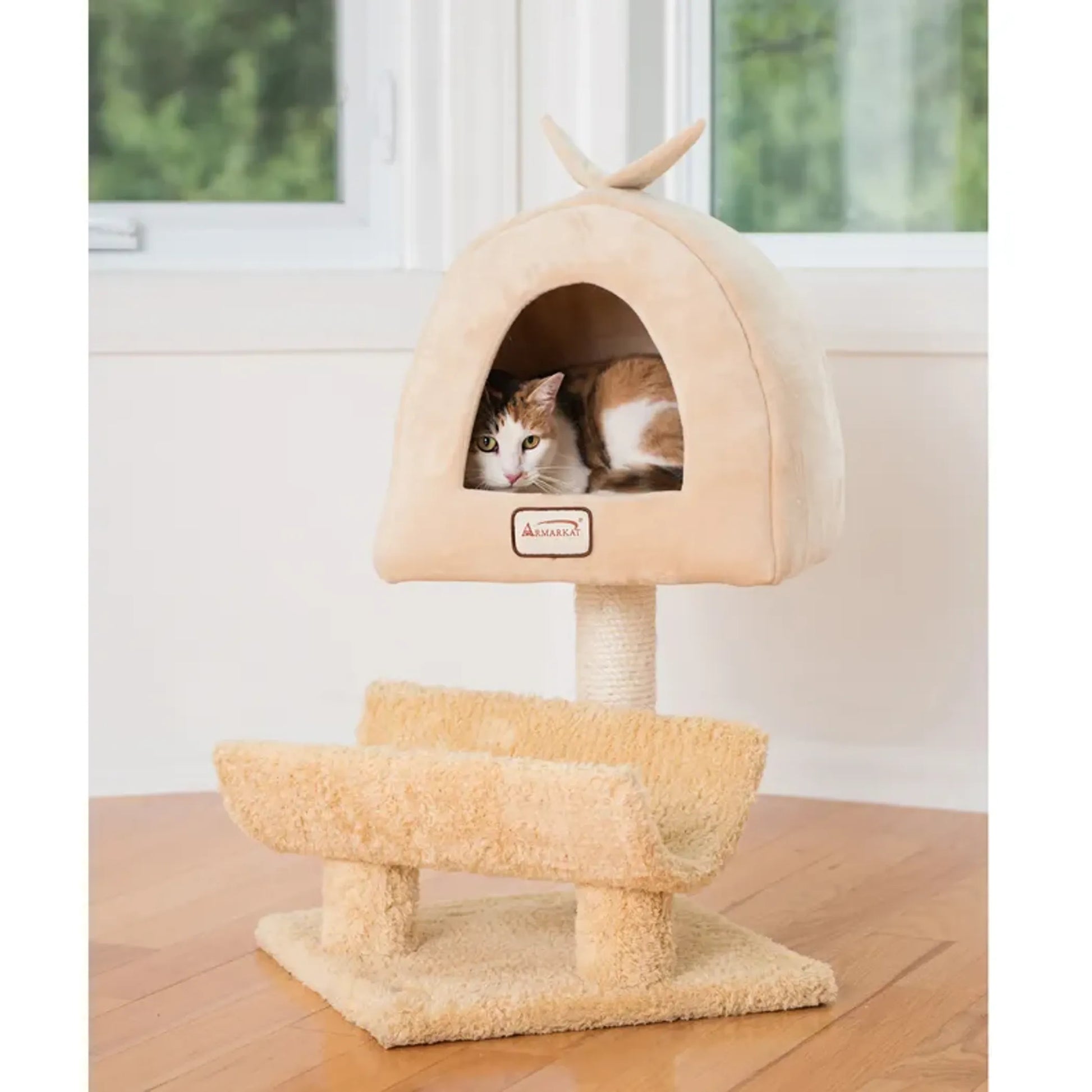 Armarkat X3007 Cat Condo, Real Wood Cat Scratching Post - Your Pet Connection