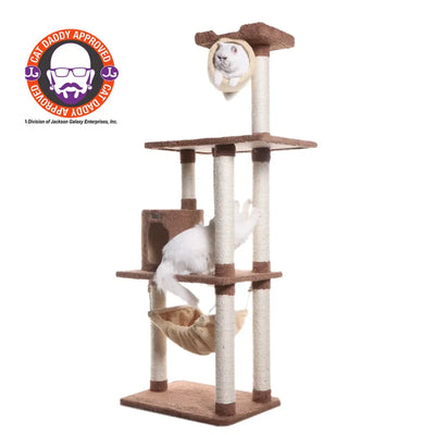 Real Wood 70" Cat tree With Scratch posts, Hammock for Cats - Your Pet Connection