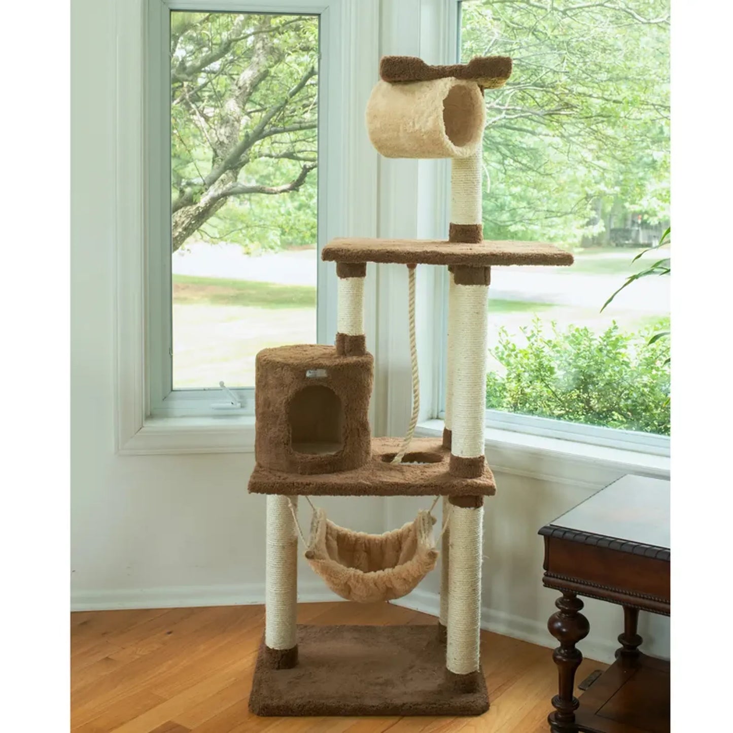 Real Wood 70" Cat tree With Scratch posts, Hammock for Cats - Your Pet Connection