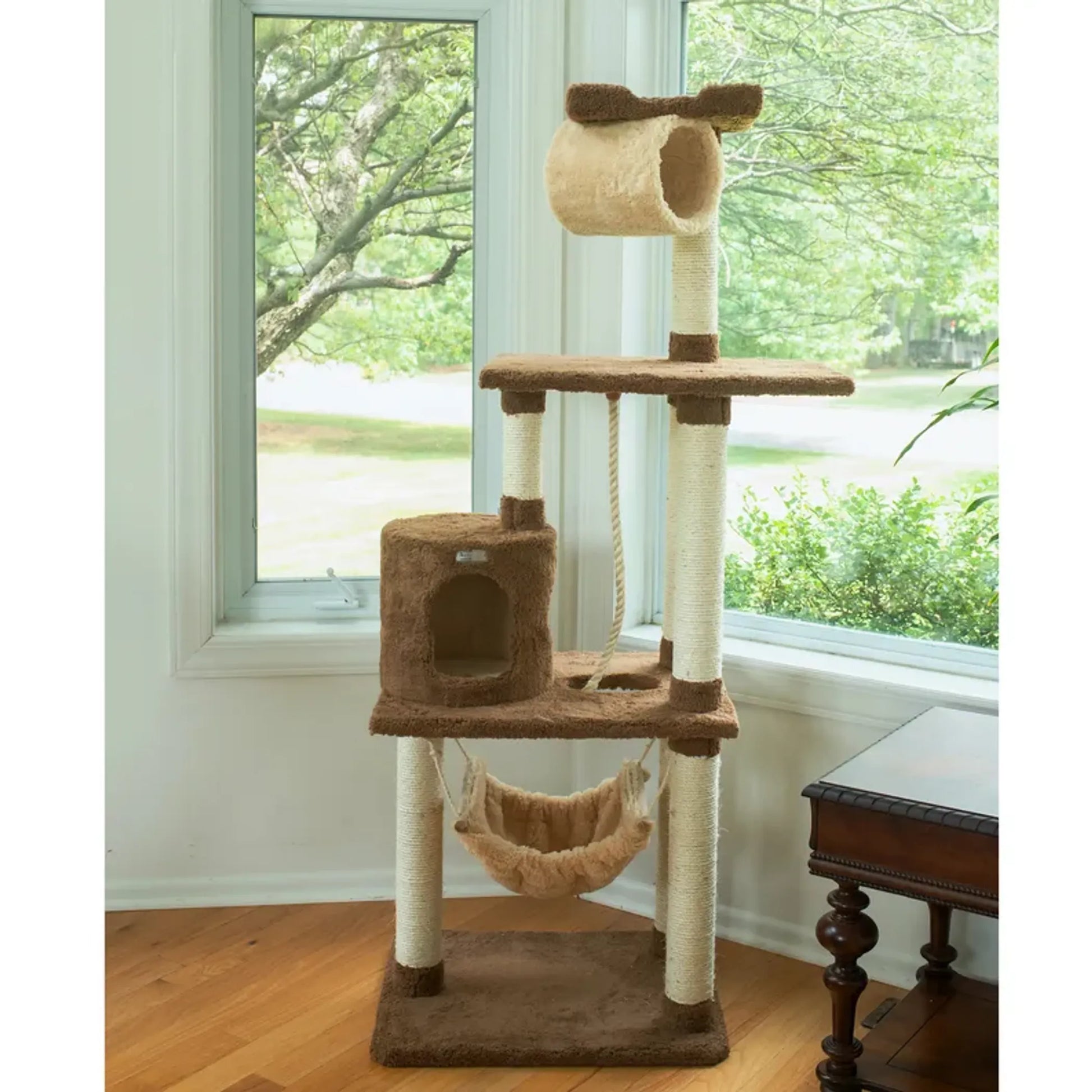 Real Wood 70" Cat tree With Scratch posts, Hammock for Cats - Your Pet Connection