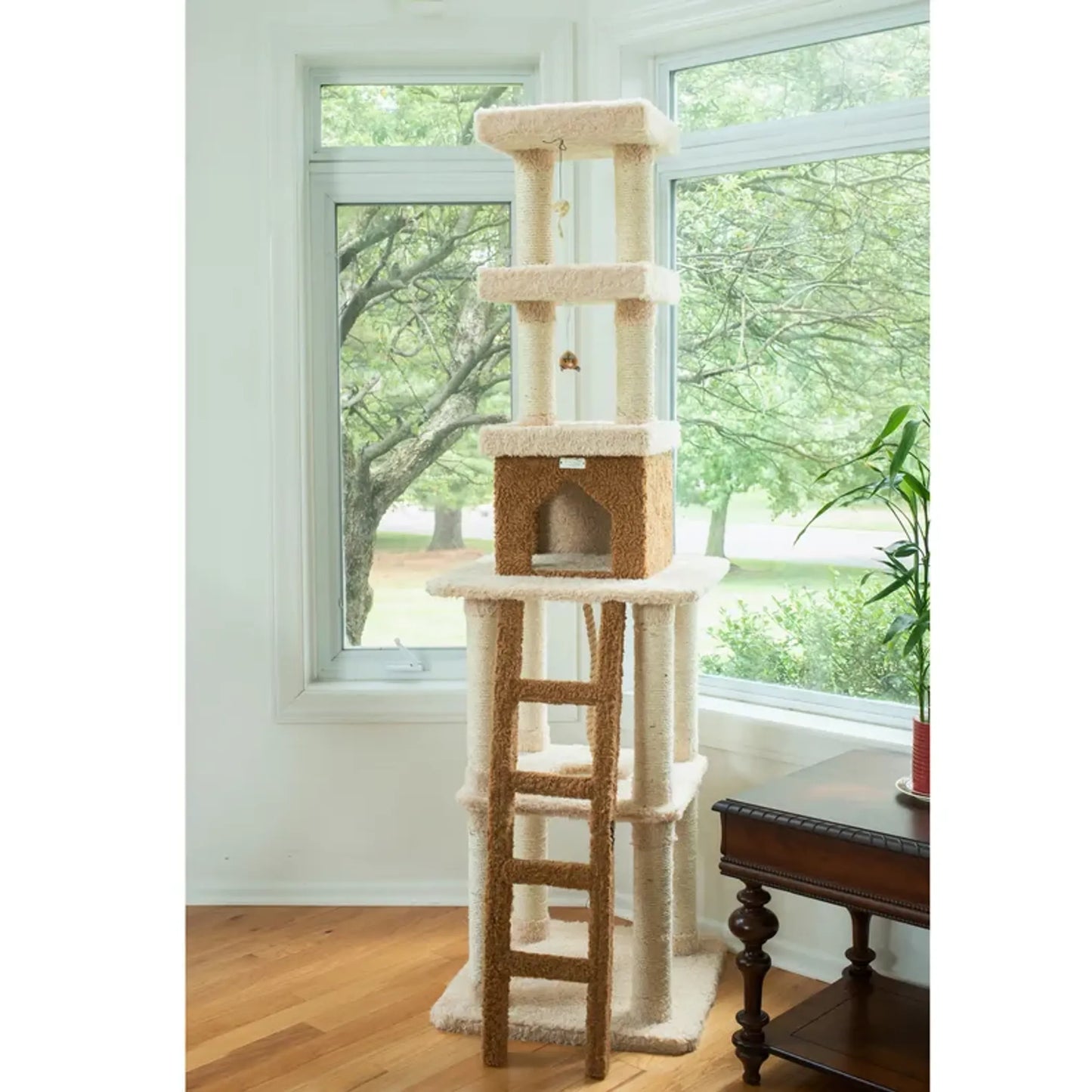 Real Wood  Multi-Level Cat Tower X8303 Cat Tree In Beige - Your Pet Connection