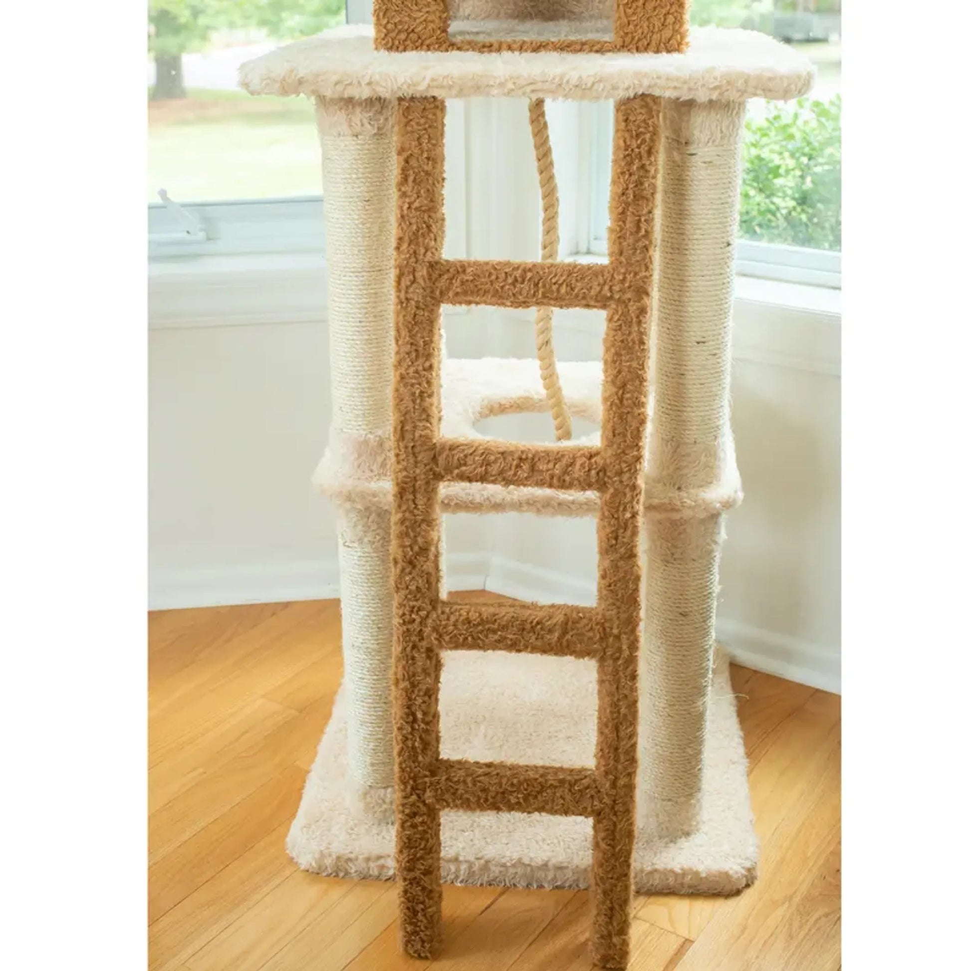 Real Wood  Multi-Level Cat Tower X8303 Cat Tree In Beige - Your Pet Connection