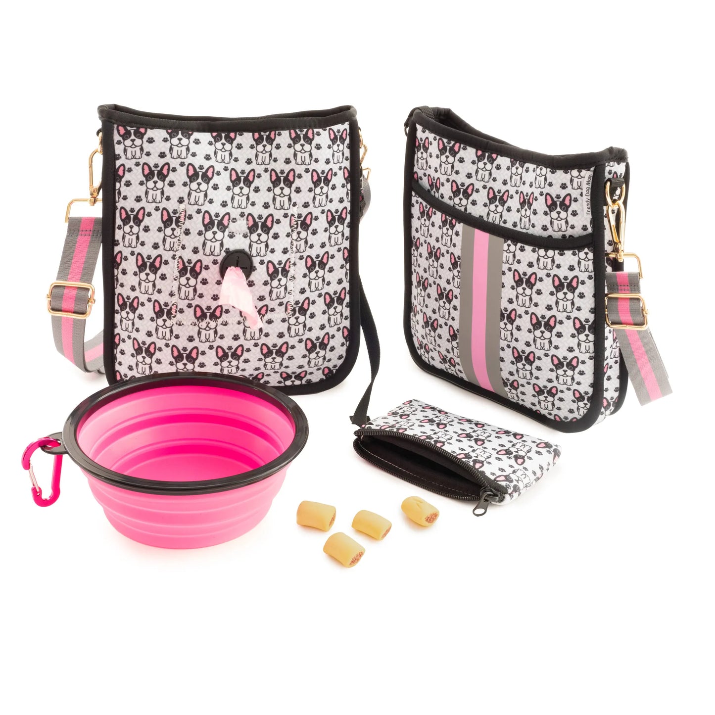 Trendy Dog Mom Walking Bag Set 10x8x3