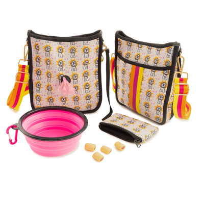 Trendy Dog Mom Stylish Neoprene Bag with Collapsible Bowl