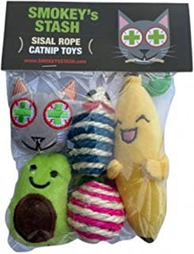 Smokey's Stash Catnip Toys-Avocado, Banana & Sisal Rope Toys - Your Pet Connection