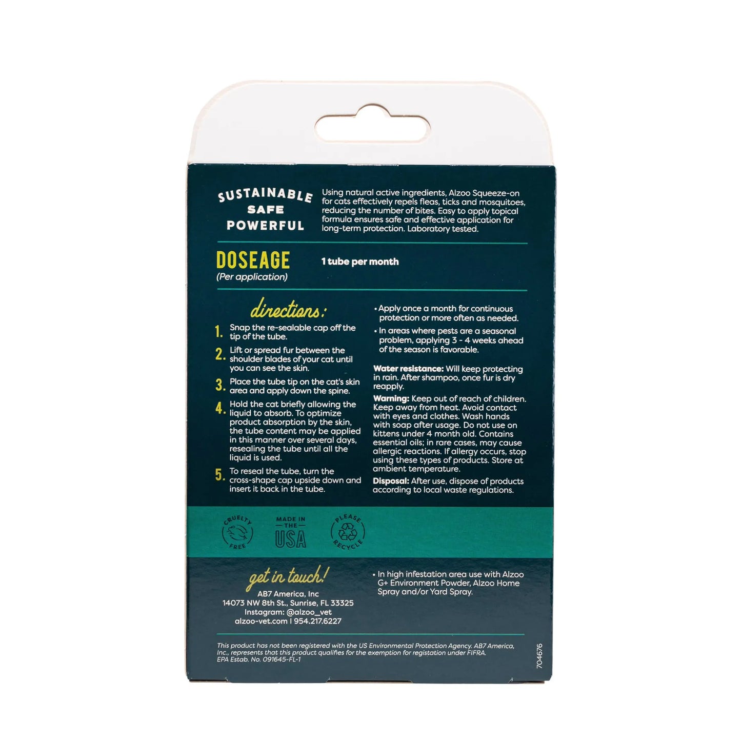 ALZOO Plant-Based Flea & Tick Repellent for Cats