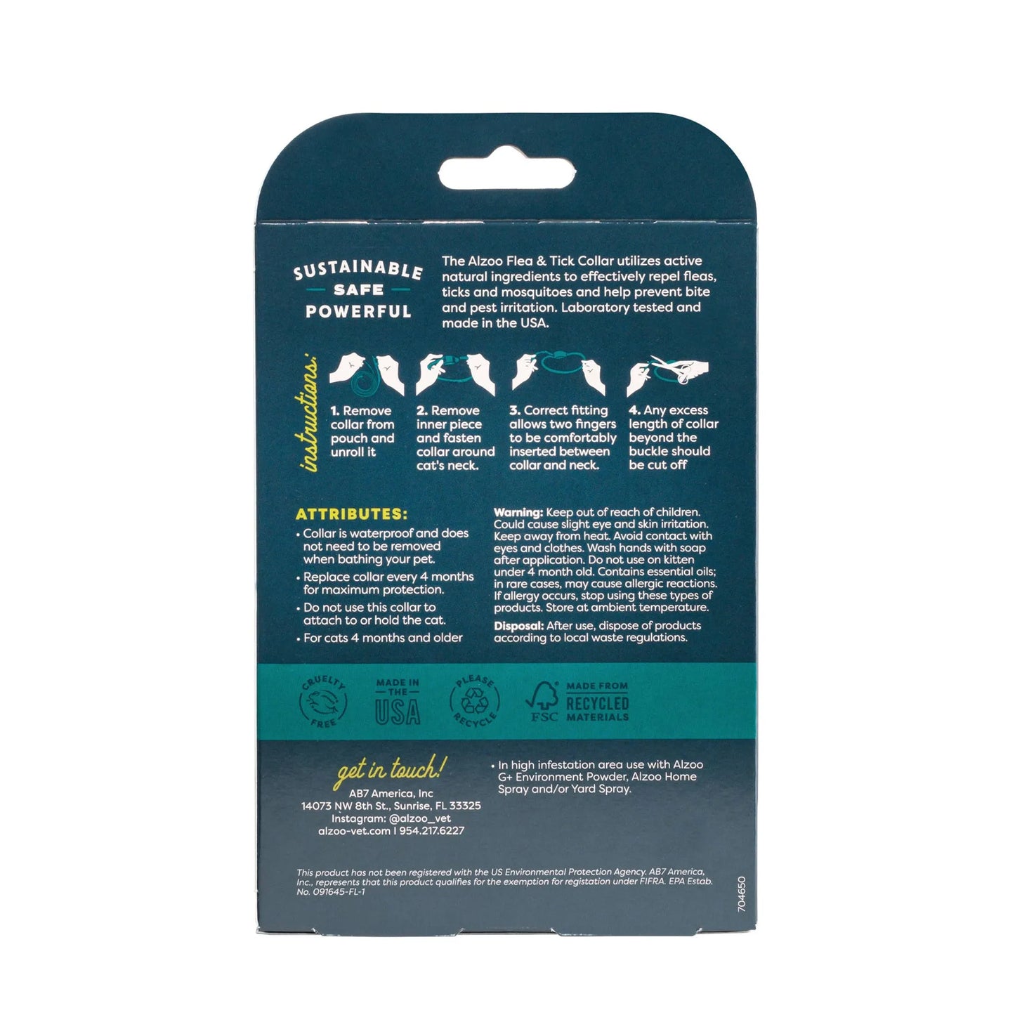 ALZOO Plant-Based Flea & Tick Collar Cat - Your Pet Connection