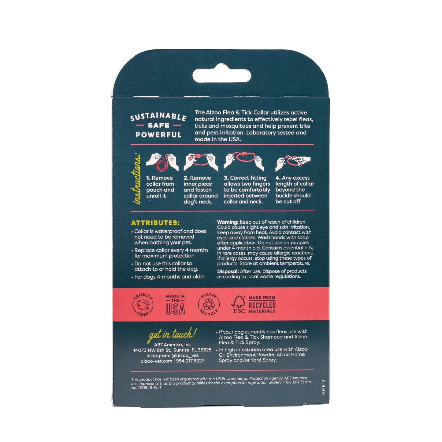 ALZOO Flea & Tick Dog Collar Large