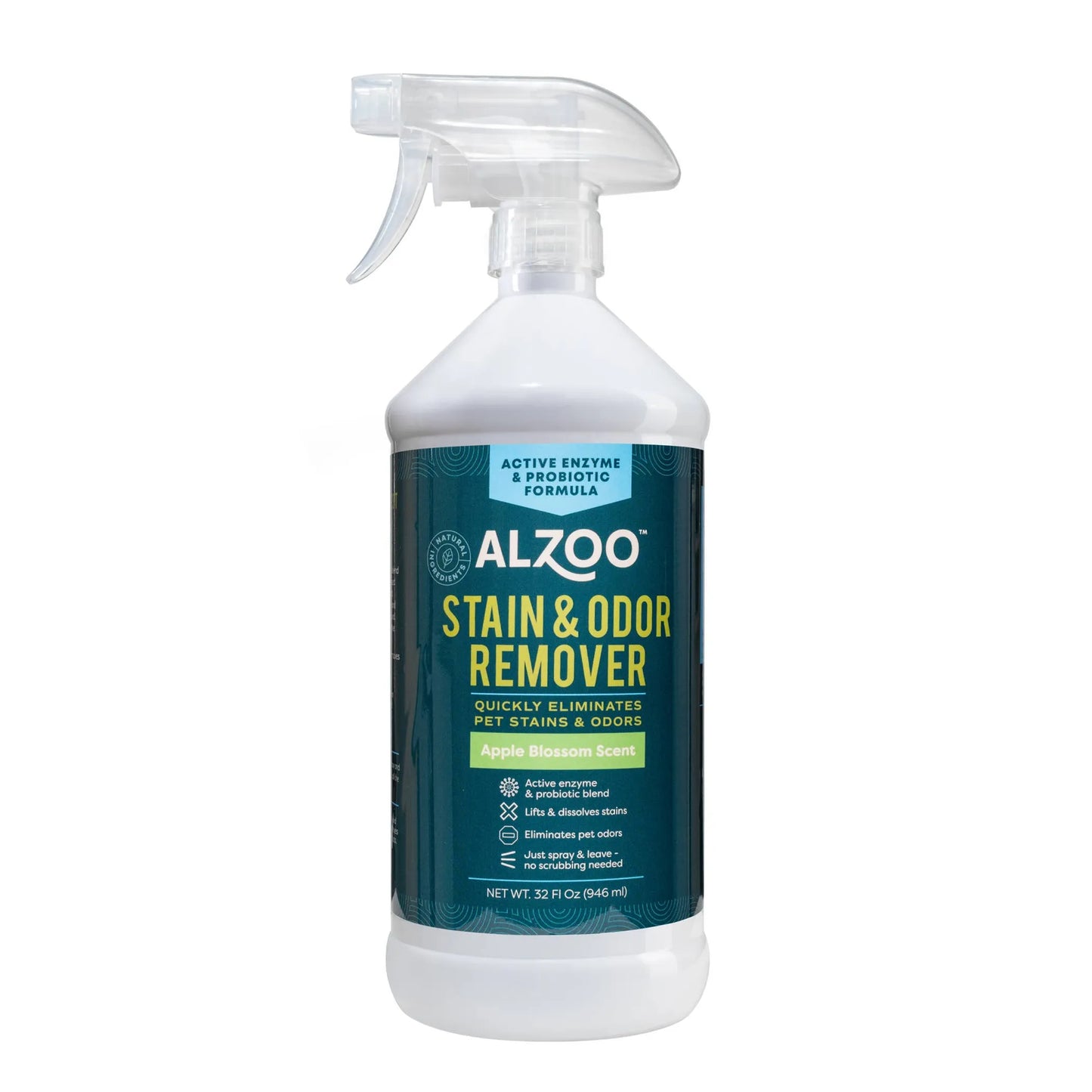 ALZOO Enzymatic Stain & Odor Remover Apple Blossom, 32oz - Your Pet Connection