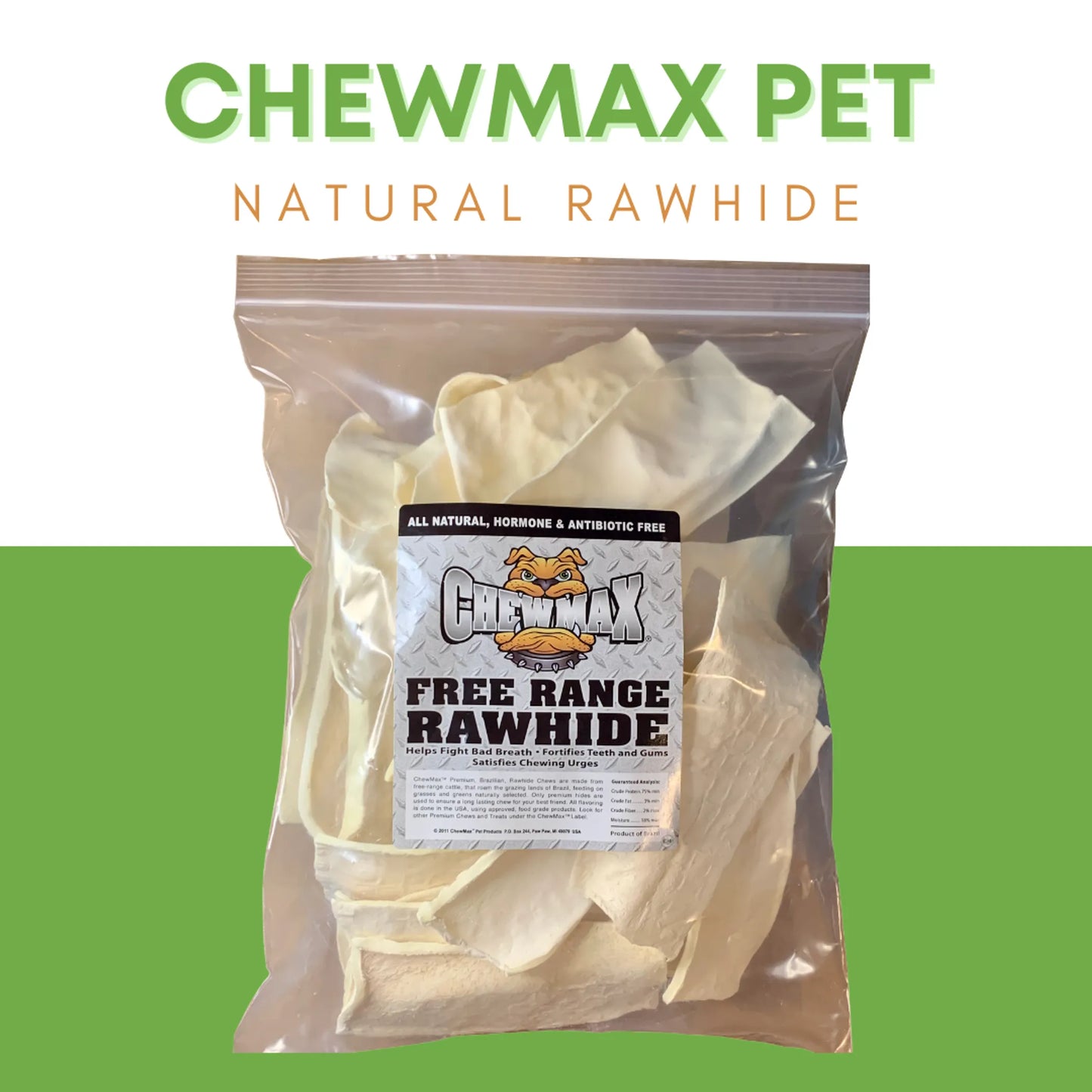ChewMax Pet Products Natural Rawhide Chips Treats 1.5 LB