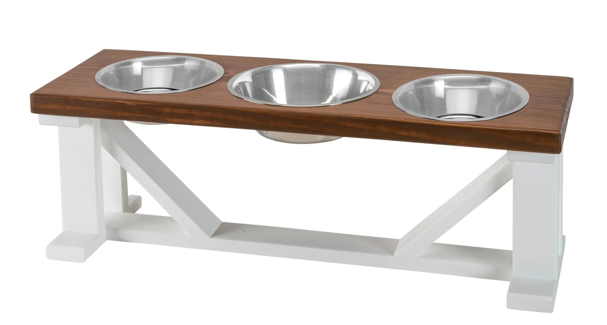 Farmhouse 3-Bowl Elevated Dog Feeder Ebony Small, Black Base - Your Pet Connection