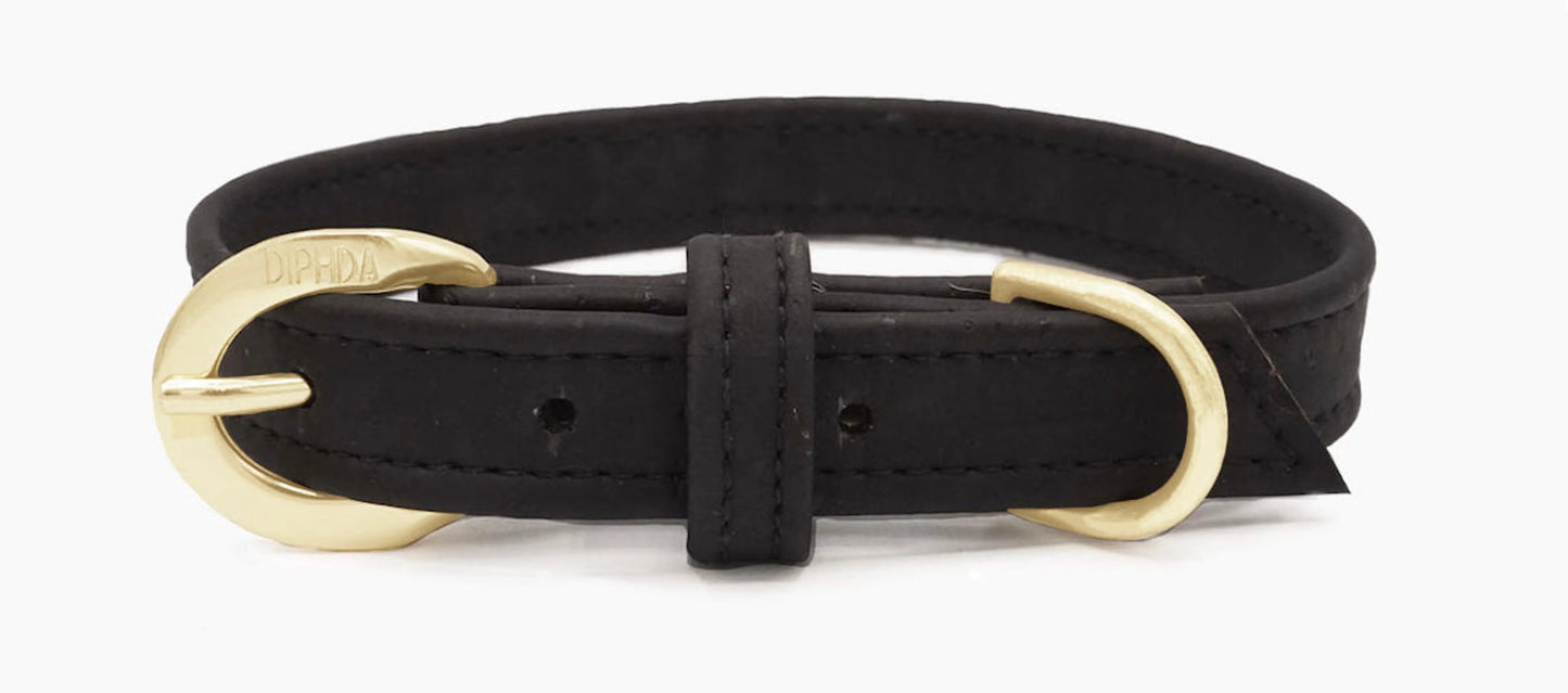 Midnight Black Cork Leather Collar - Your Pet Connection