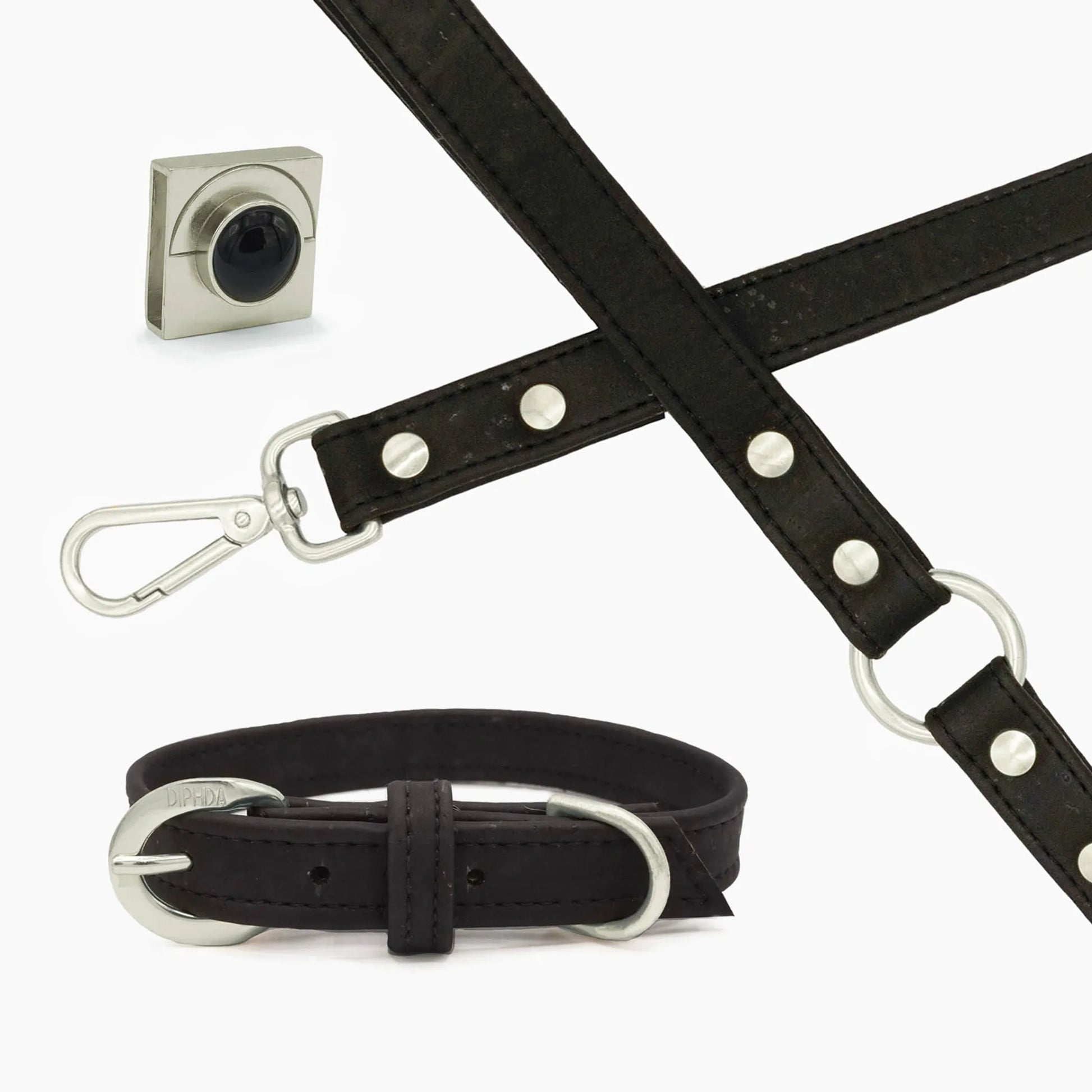 Midnight Black Cork Leather Leash - Your Pet Connection