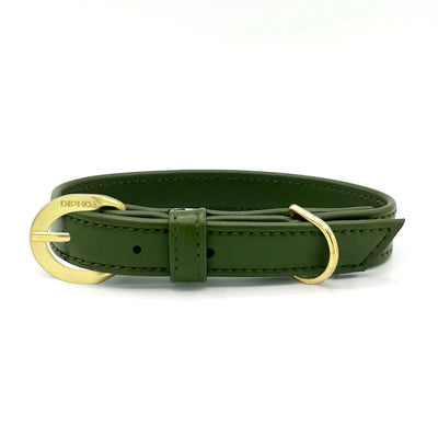 DIPHDA Olive Green Vegan Leather Pet Collar