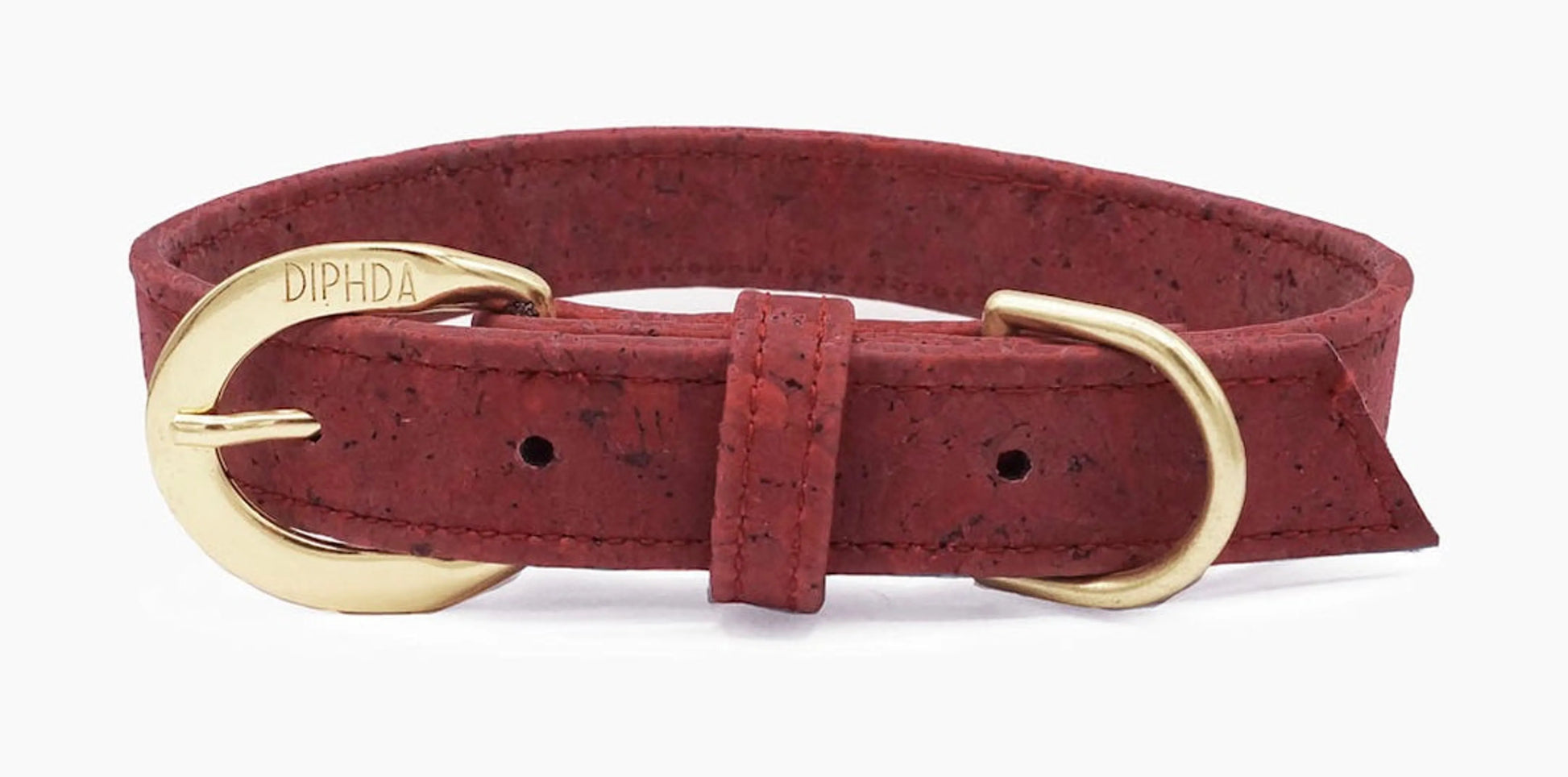 Ruby Red Cork Leather Collar - Your Pet Connection